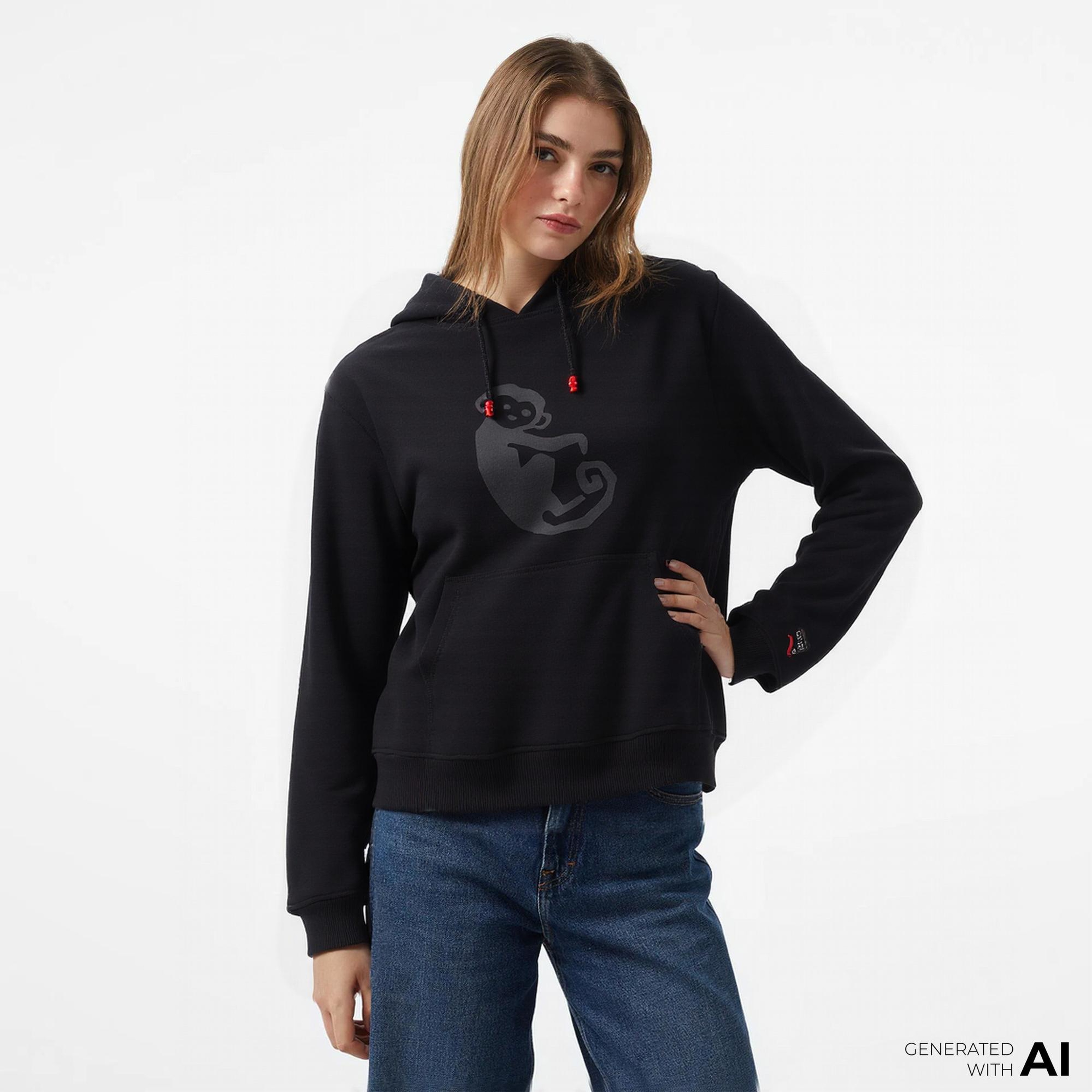 UNITED4 x Monkey Project We Are Family Unisex Siyah Sweatshirt
