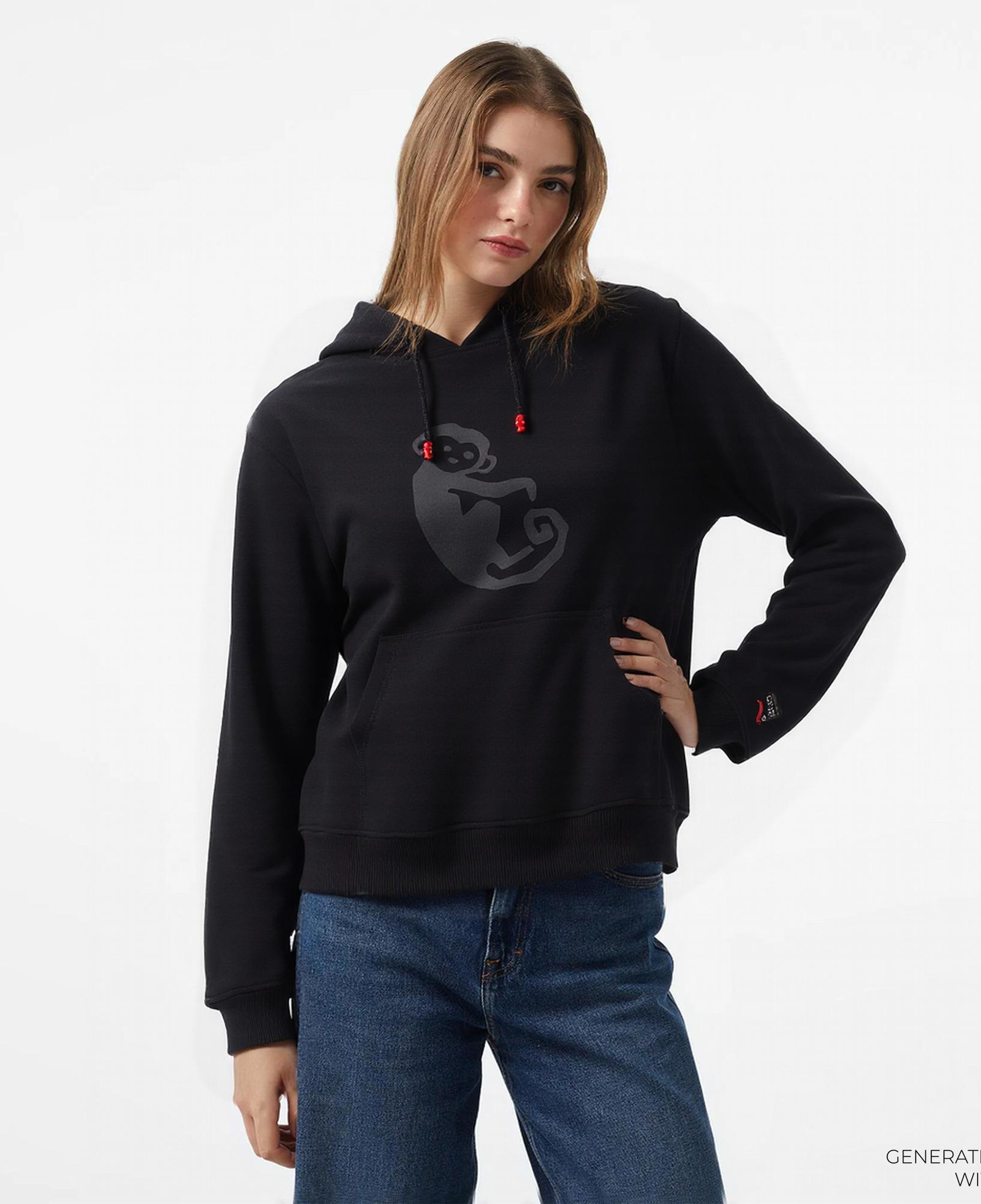 UNITED4 x Monkey Project We Are Family Unisex Siyah Sweatshirt