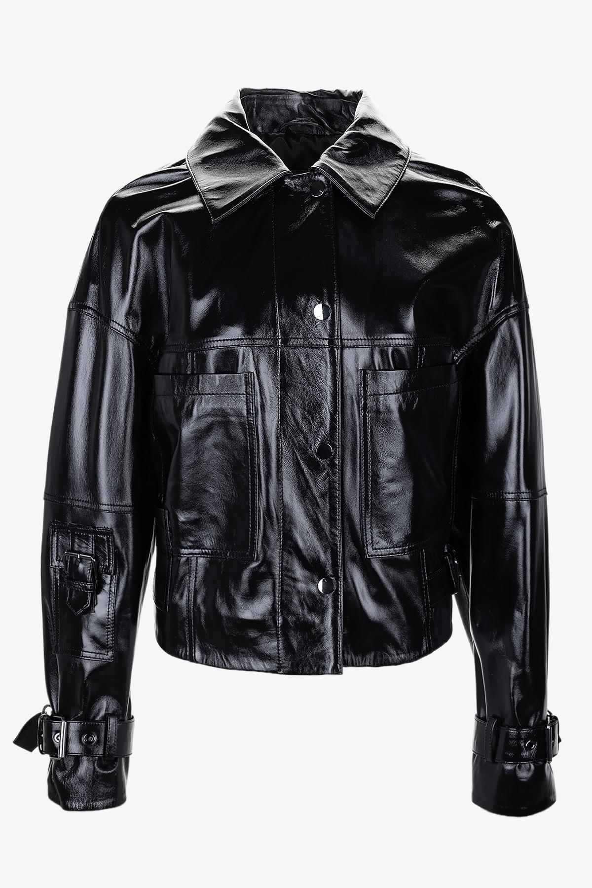 Valmenti Kadın Hakiki Deri Siyah Deri Mont