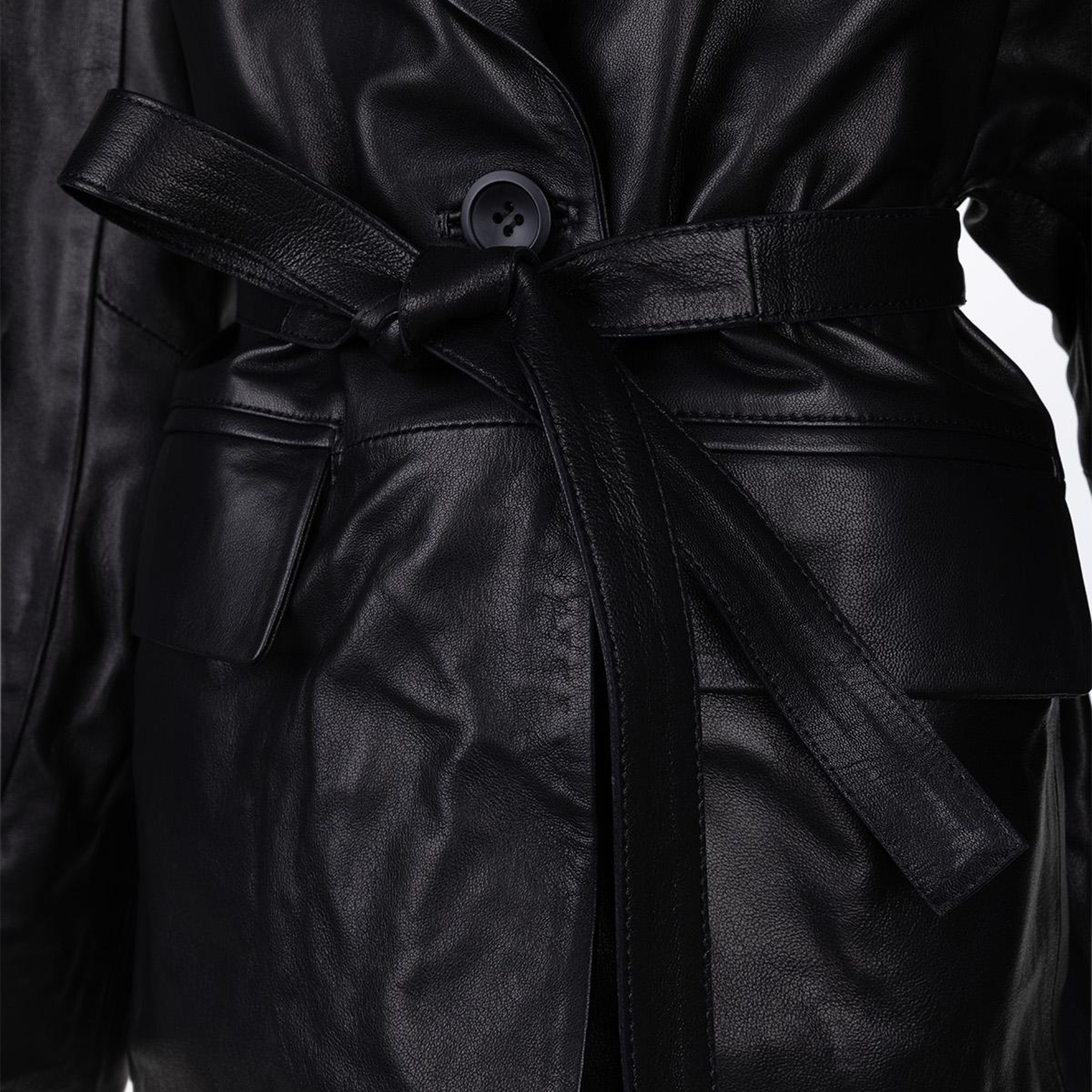 Valmenti Kadın Hakiki Deri Siyah Deri Mont