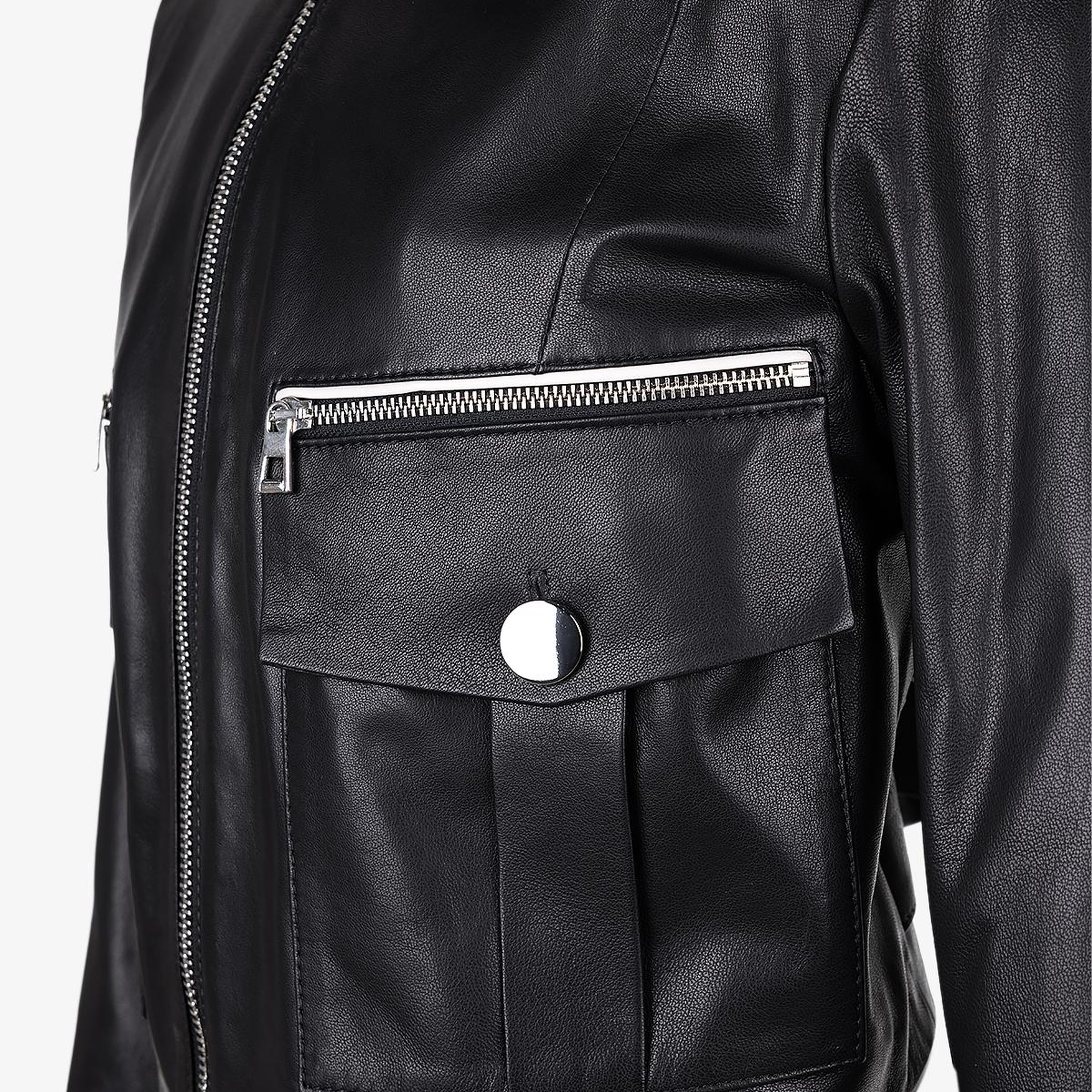 Valmenti Kadın Siyah Deri Mont