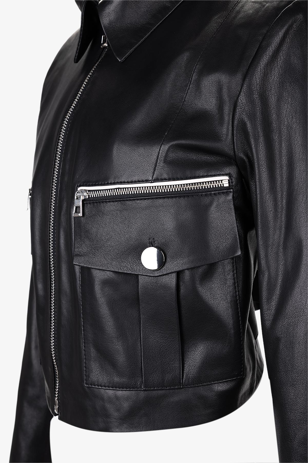 Valmenti Kadın Siyah Deri Mont