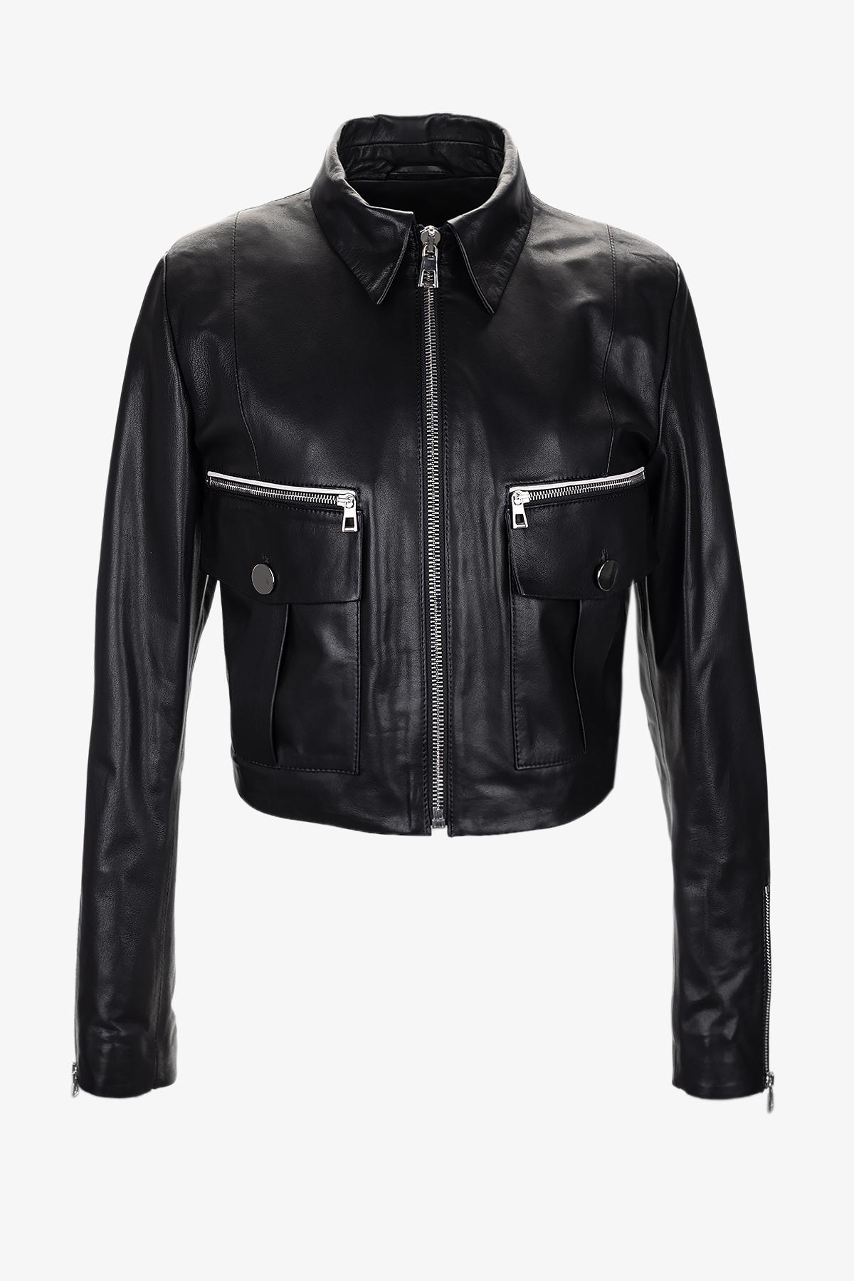 Valmenti Kadın Siyah Deri Mont