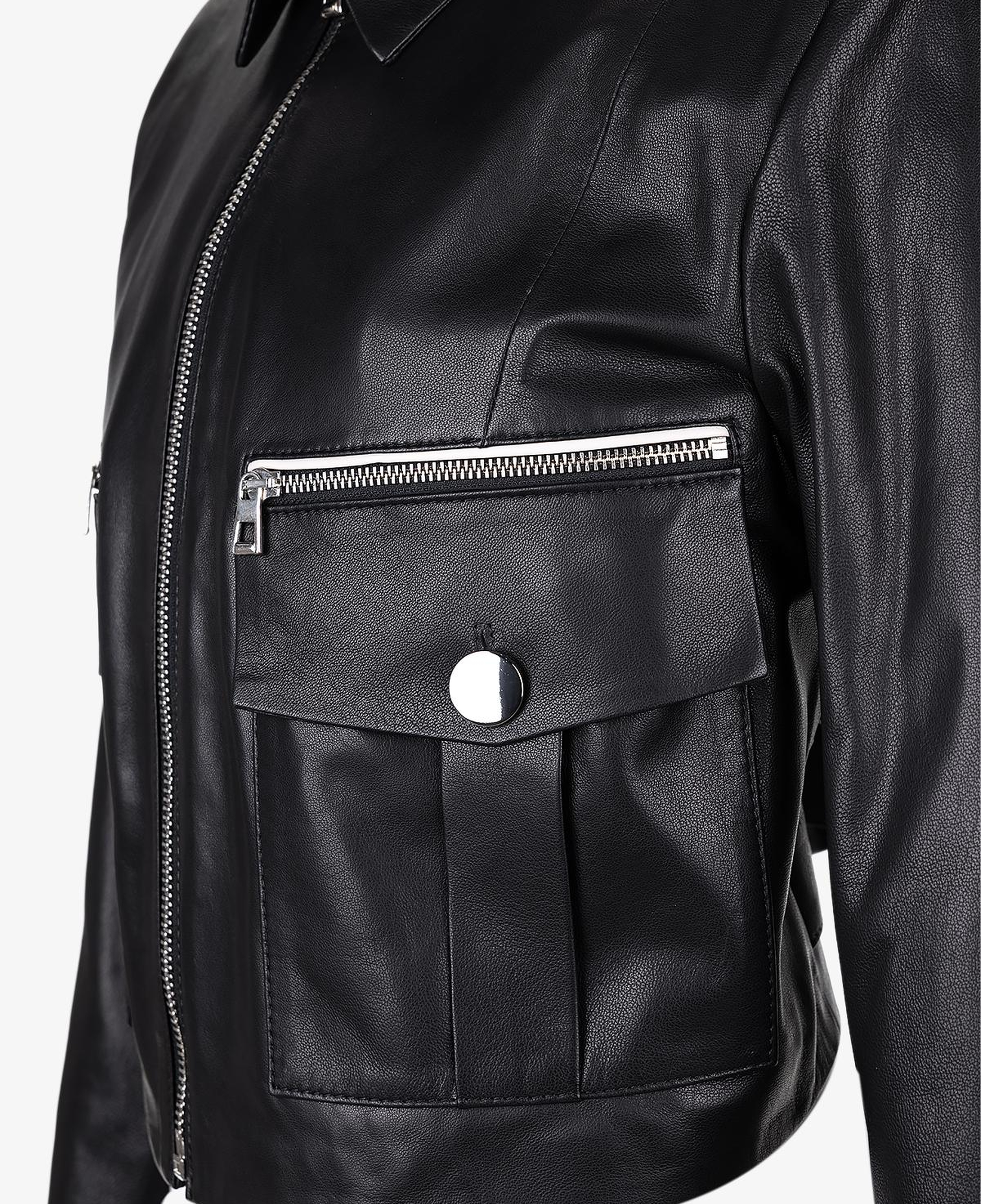 Valmenti Kadın Siyah Deri Mont