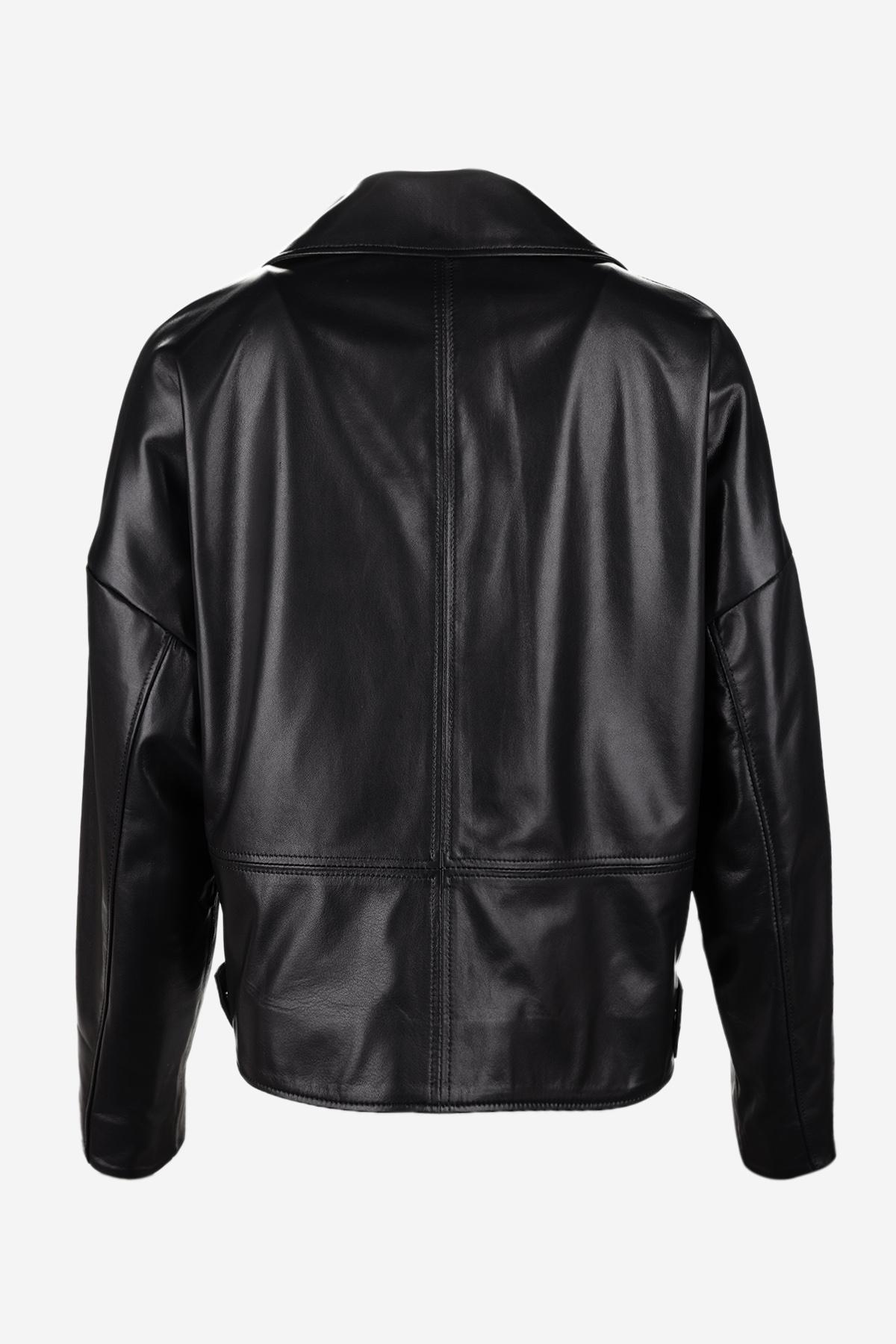 Valmenti Kadın Hakiki Deri Siyah Deri Mont