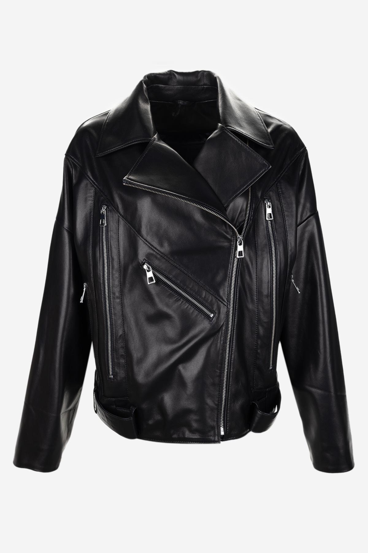 Valmenti Kadın Hakiki Deri Siyah Deri Mont