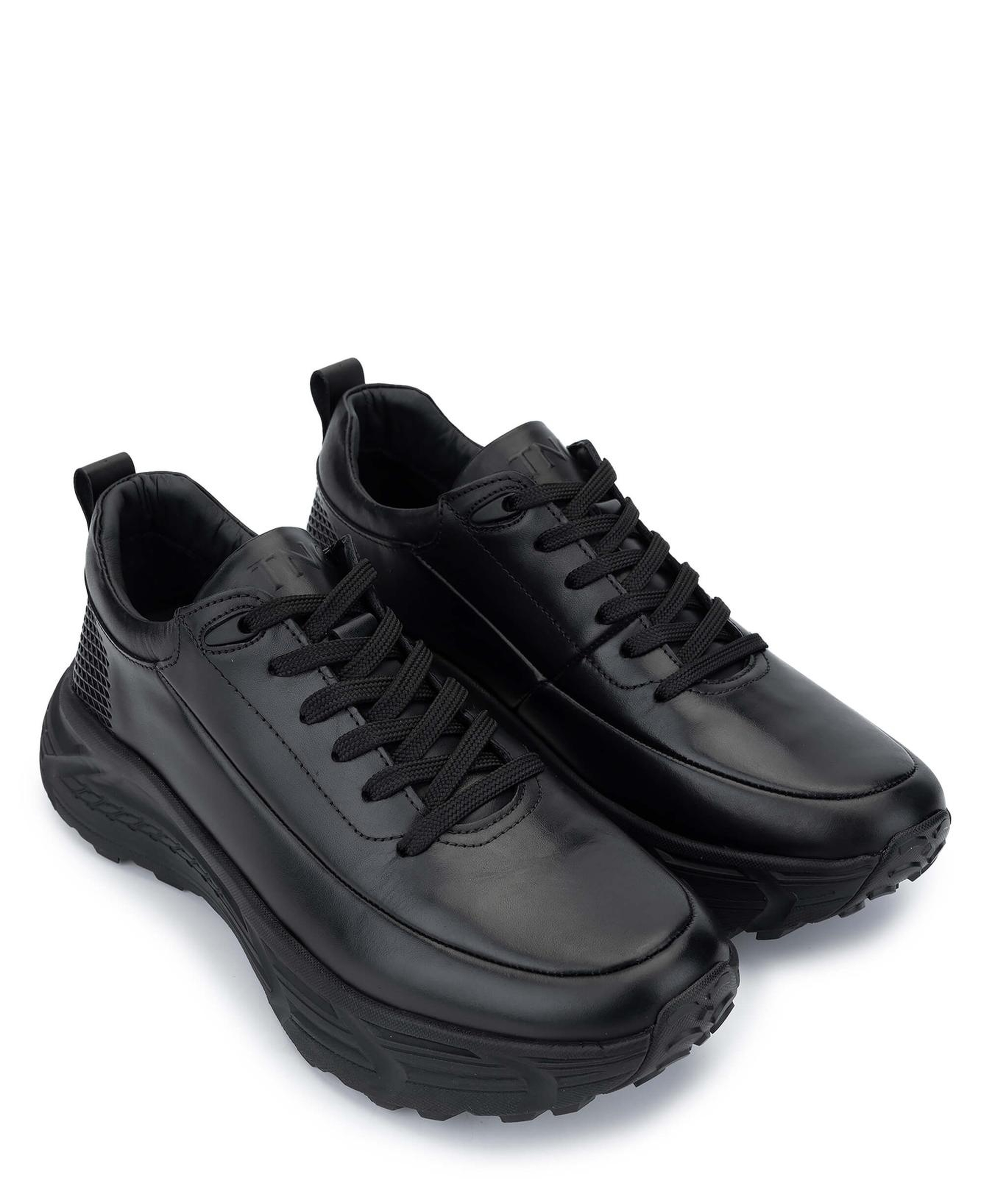 Tamer Tanca Erkek Hakiki Deri Siyah Antik Sneakers & Spor Ayakkabı