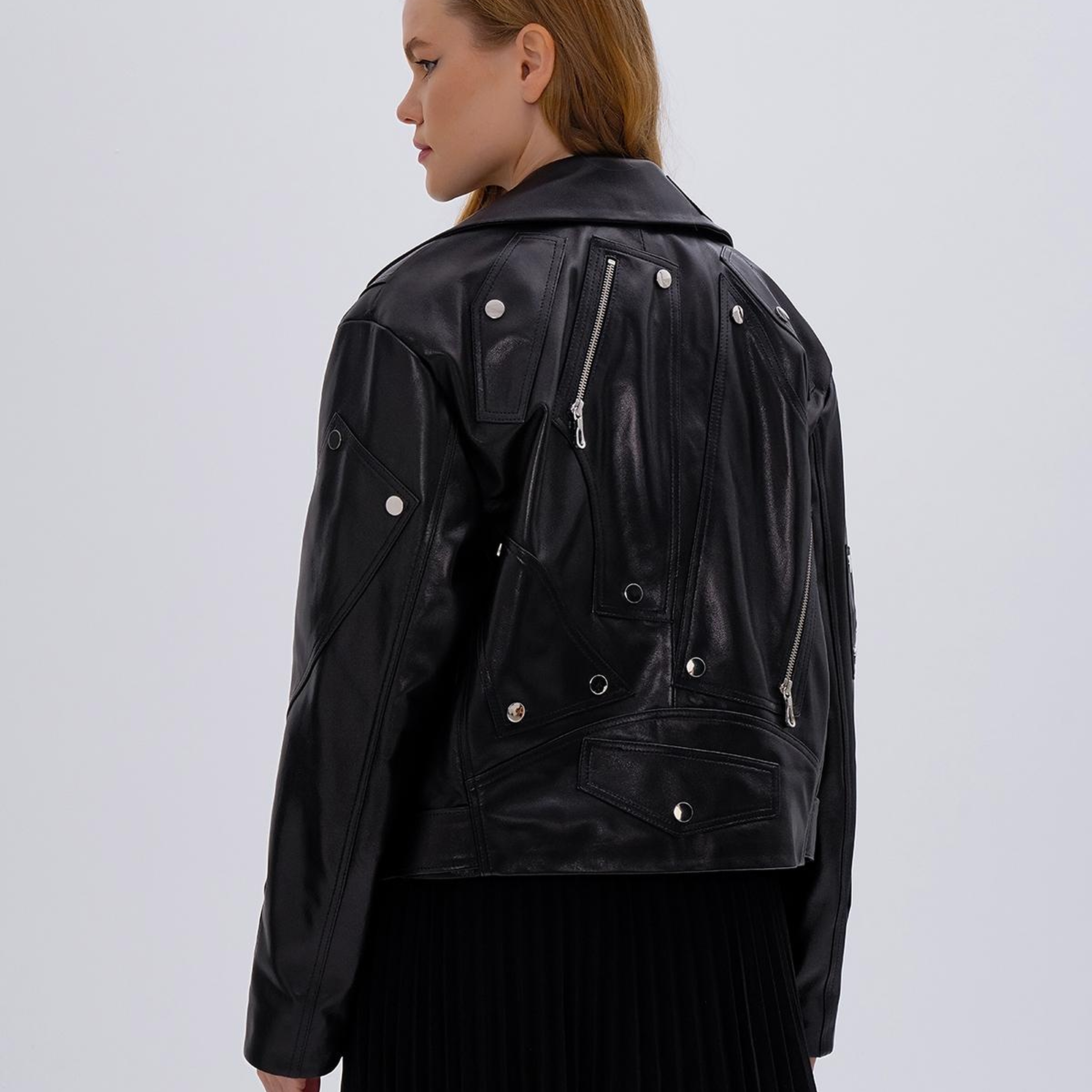 Valmenti Kadın Hakiki Deri Siyah Mont