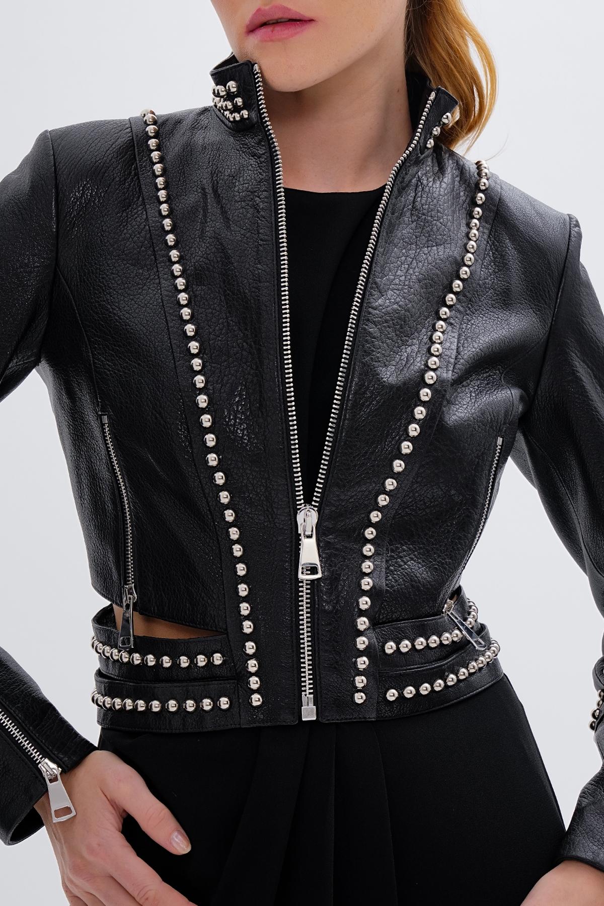 Valmenti Kadın Hakiki Deri Siyah Mont