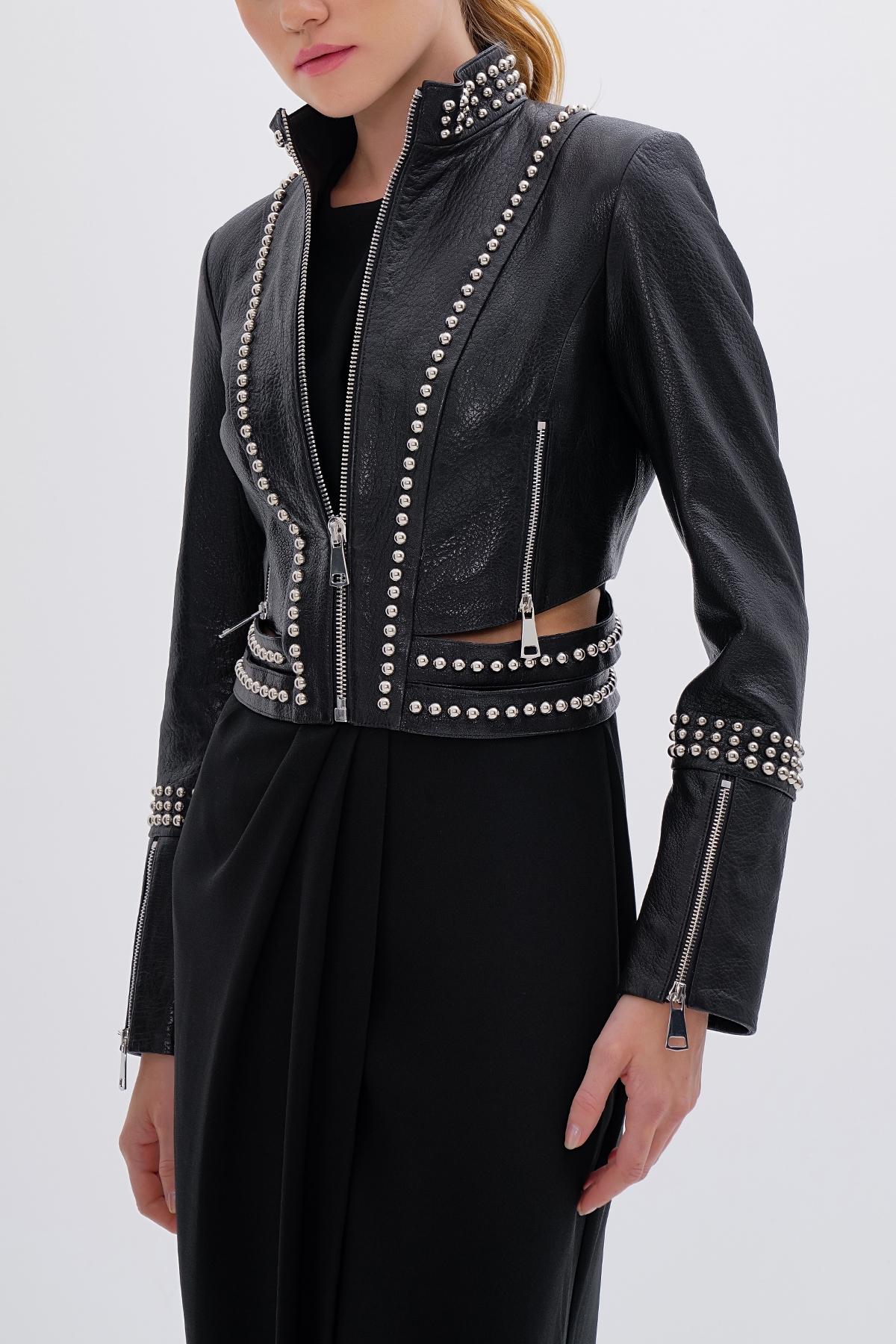 Valmenti Kadın Hakiki Deri Siyah Mont