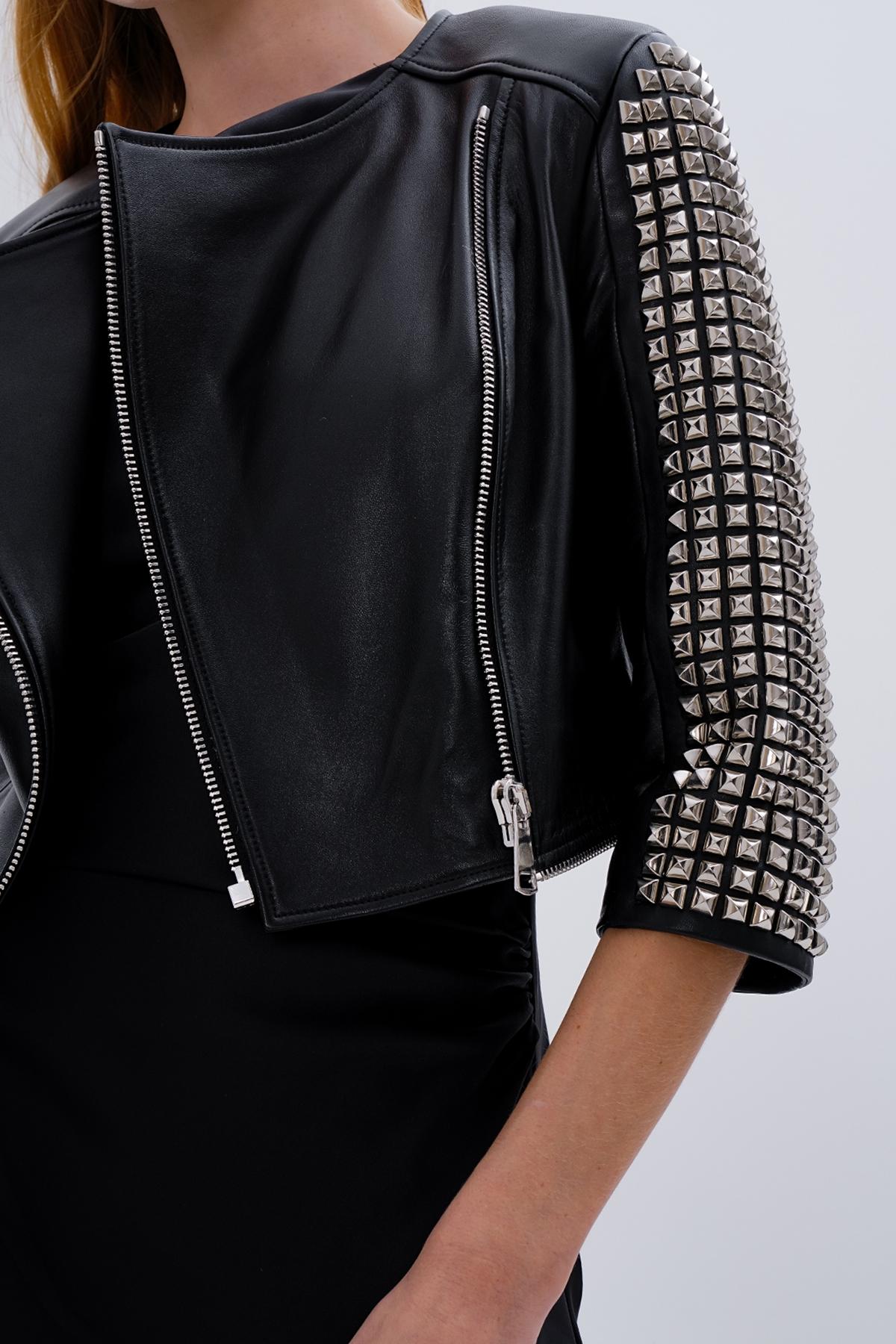 Valmenti Kadın Hakiki Deri Siyah Mont