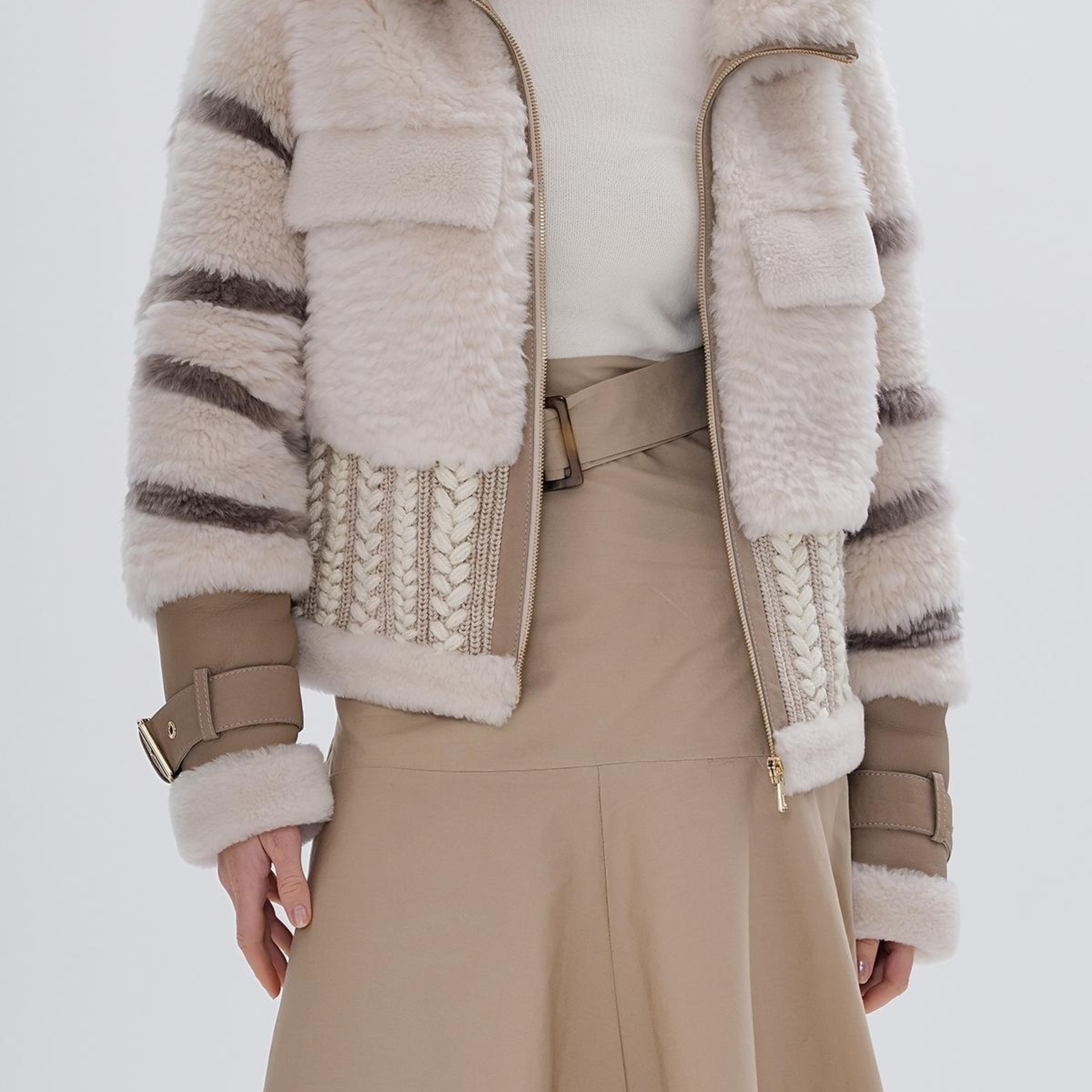 Valmenti Kadın Kürk Bej Mont