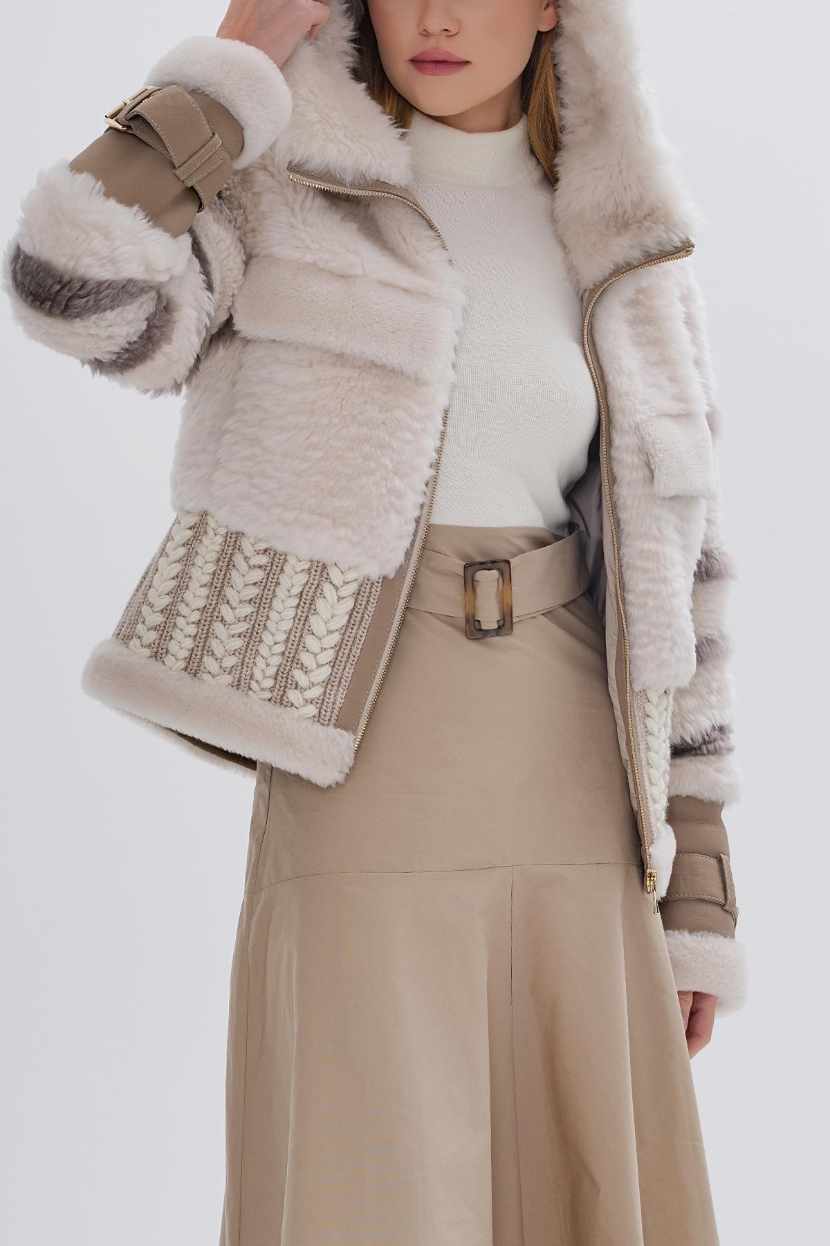 Valmenti Kadın Kürk Bej Mont