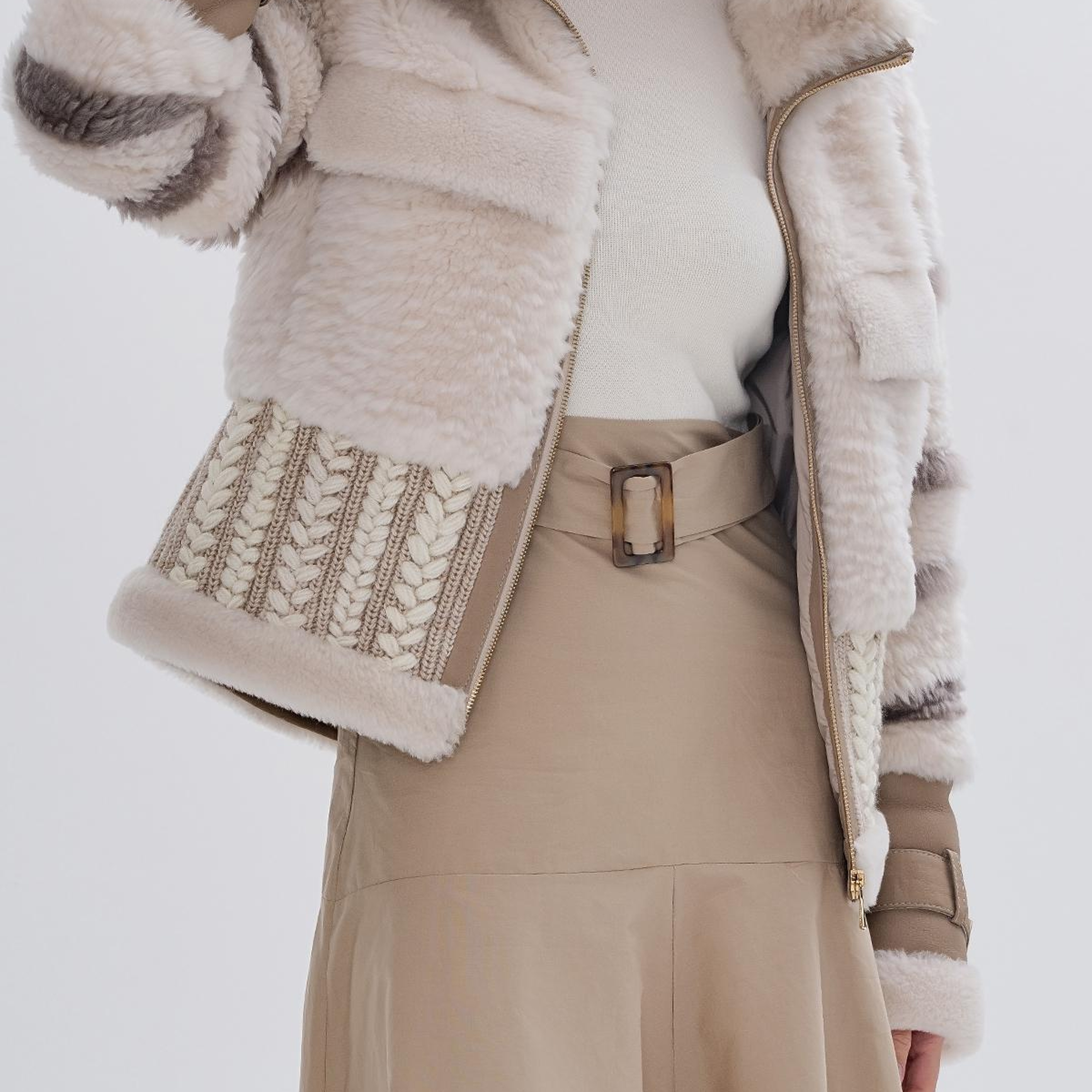 Valmenti Kadın Kürk Bej Mont