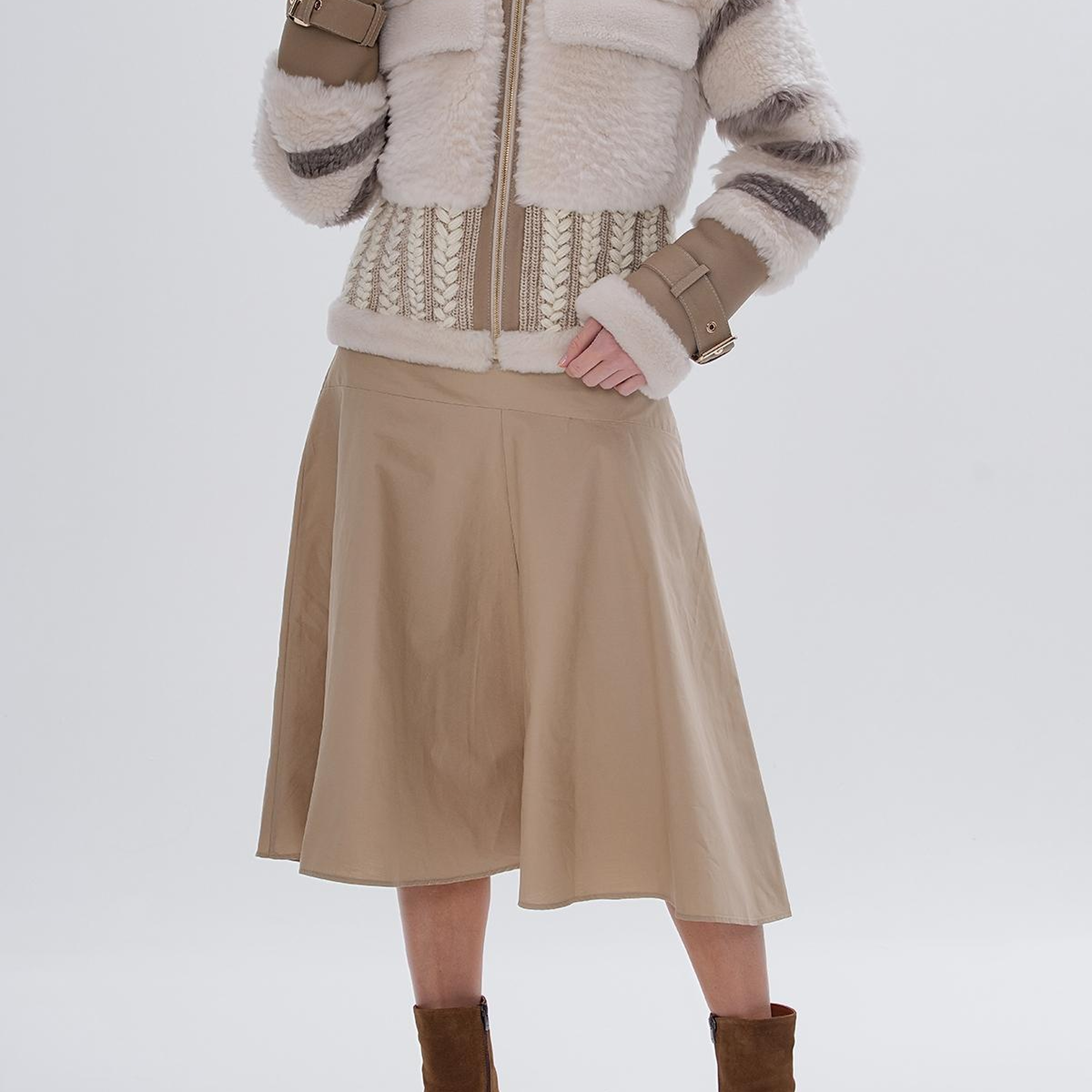 Valmenti Kadın Kürk Bej Mont