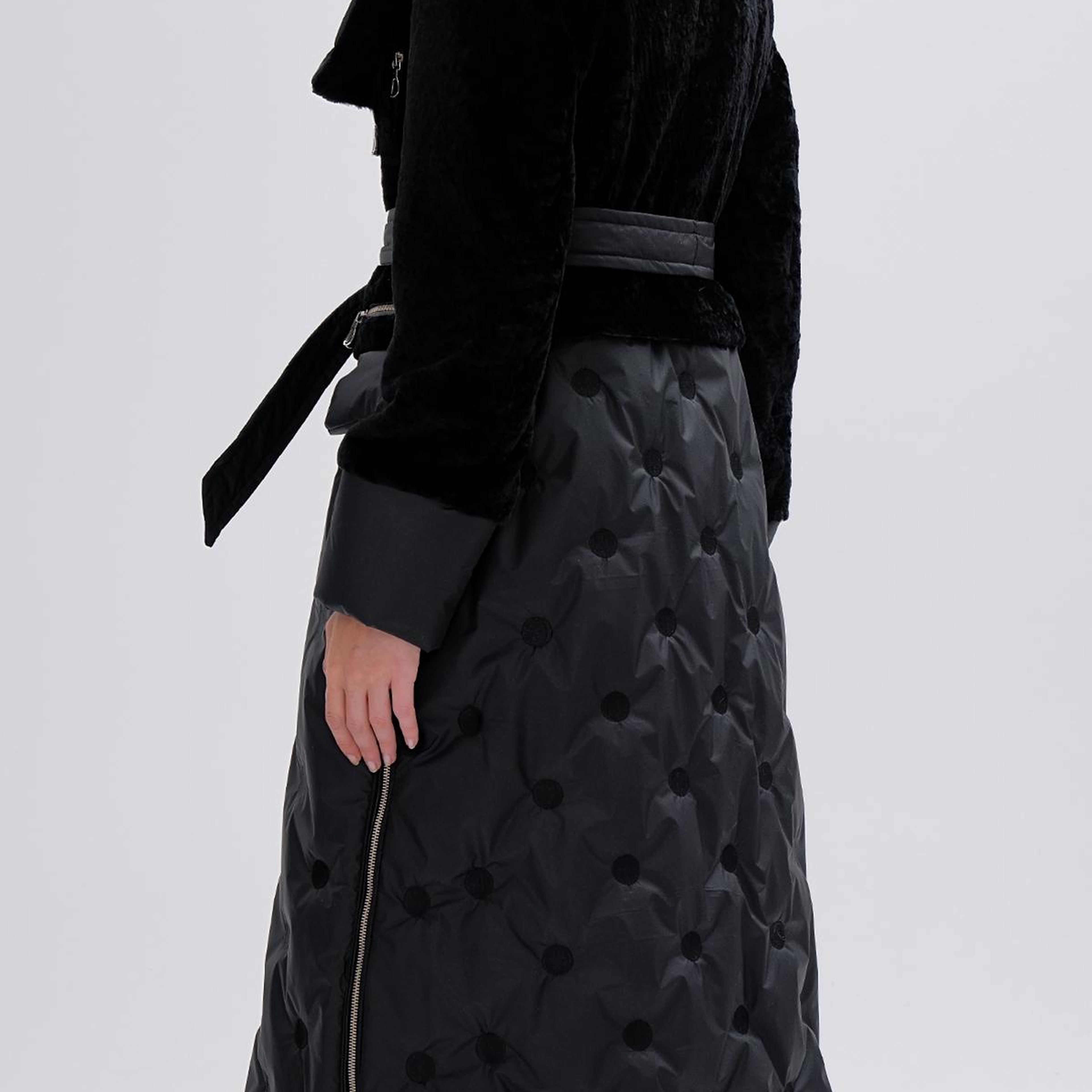 Valmenti Kadın Kürk/Deri/Kumaş Siyah Mont