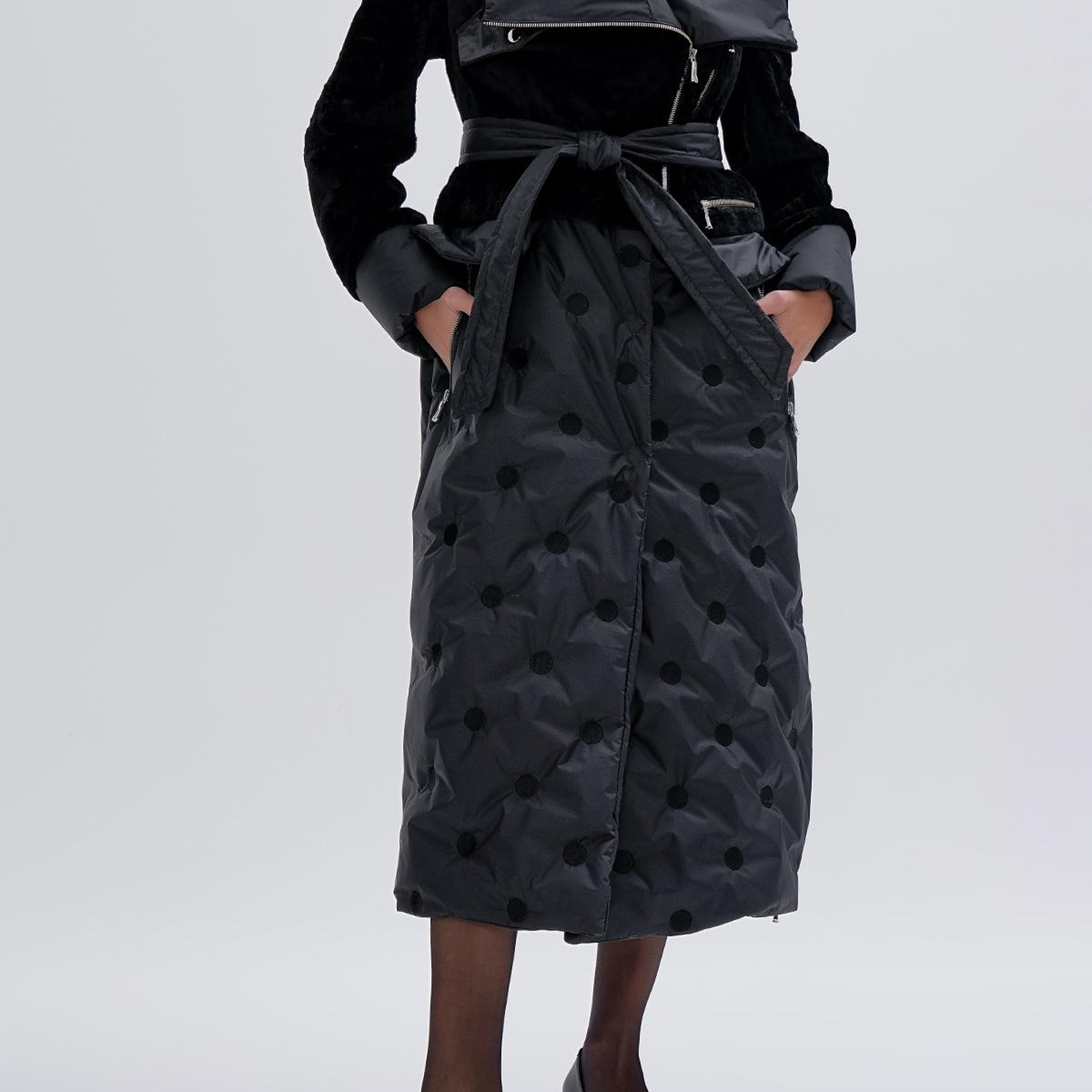 Valmenti Kadın Kürk/Deri/Kumaş Siyah Mont