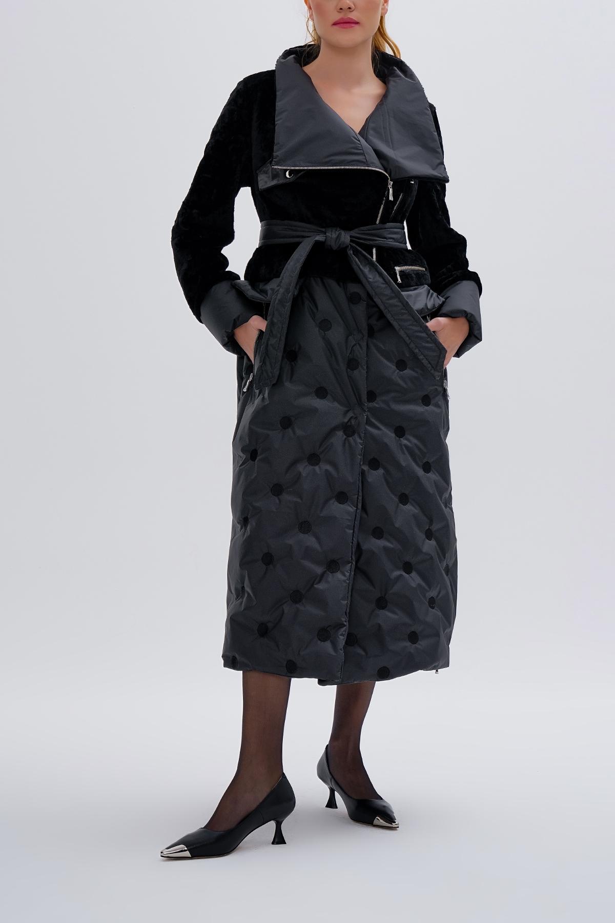 Valmenti Kadın Kürk/Deri/Kumaş Siyah Mont