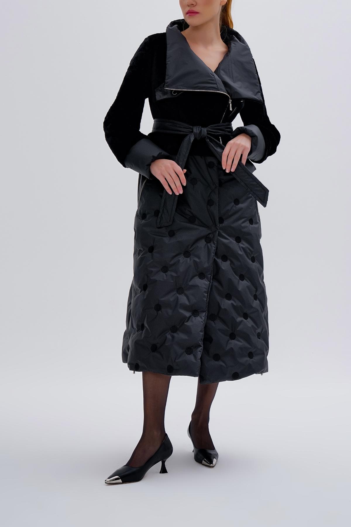 Valmenti Kadın Kürk/Deri/Kumaş Siyah Mont