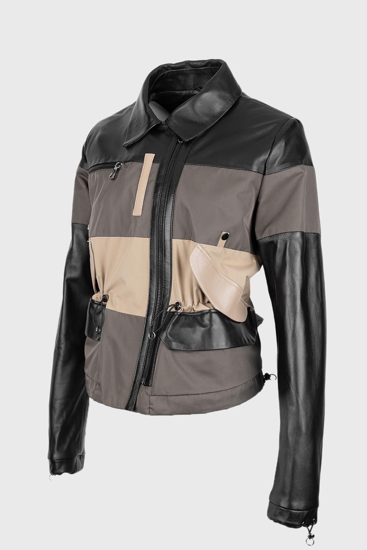 Valmenti Kadın Deri & Tekstil Siyah Mont