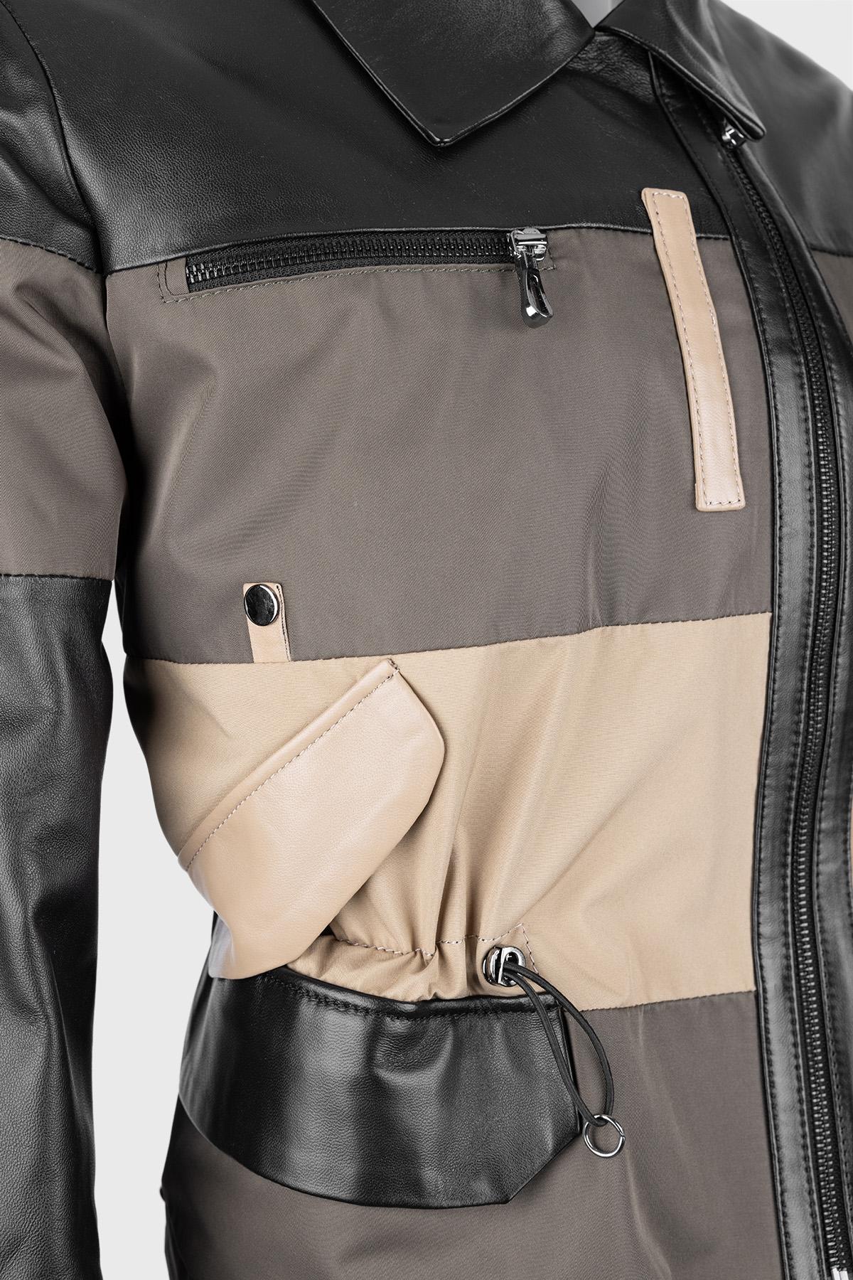 Valmenti Kadın Deri & Tekstil Siyah Mont