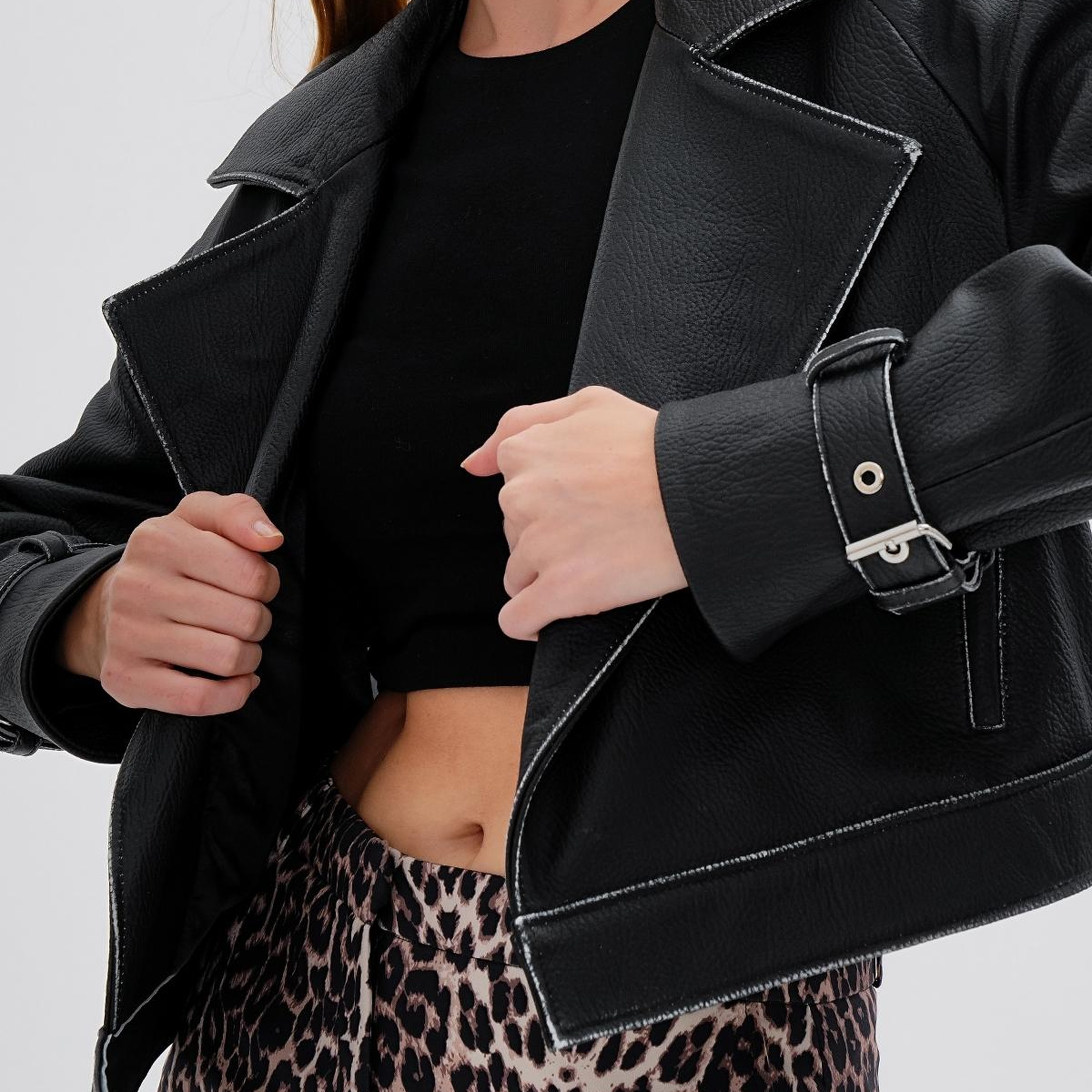 Valmenti Kadın Hakiki Deri Siyah Deri Mont