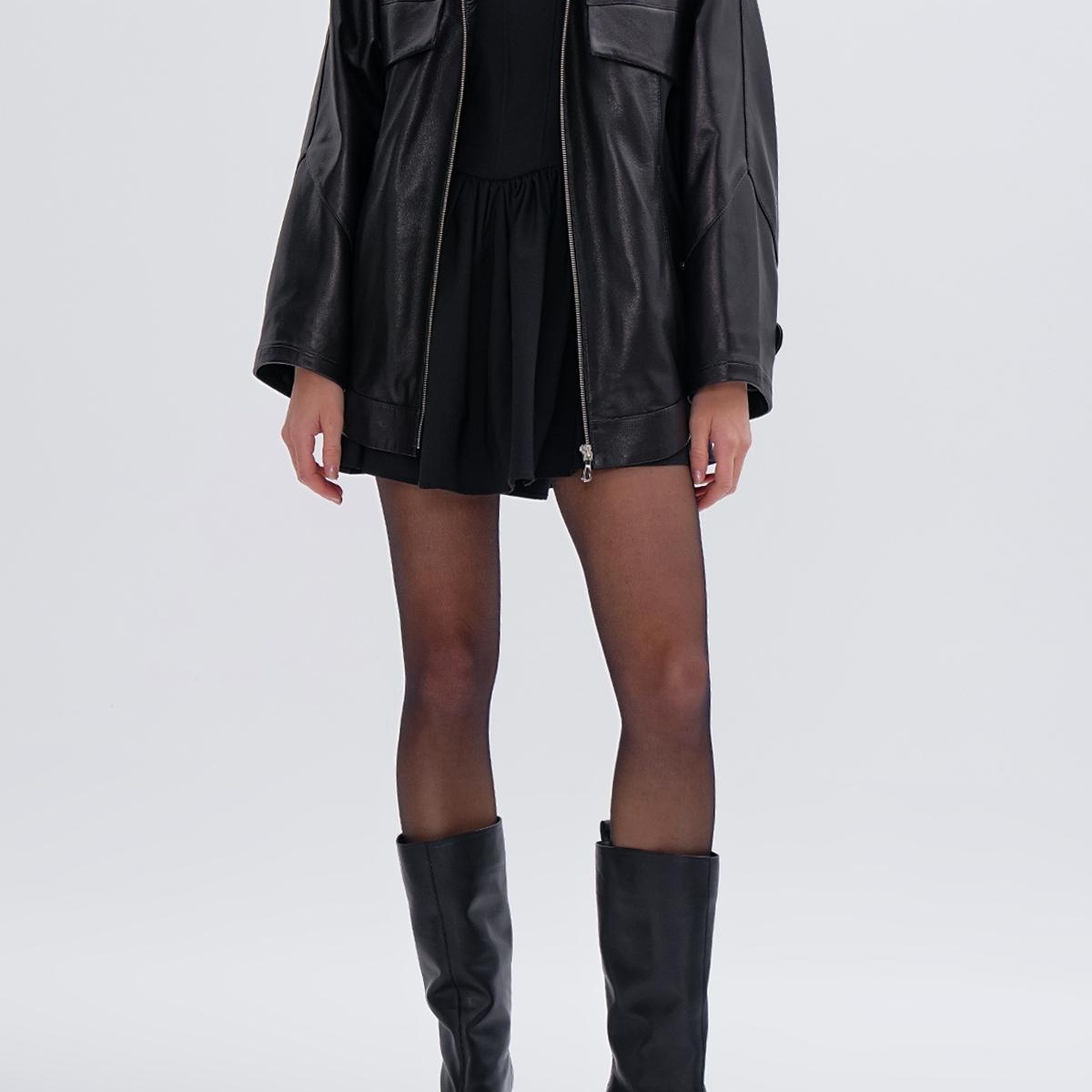 Valmenti Kadın Hakiki Deri Siyah Mont