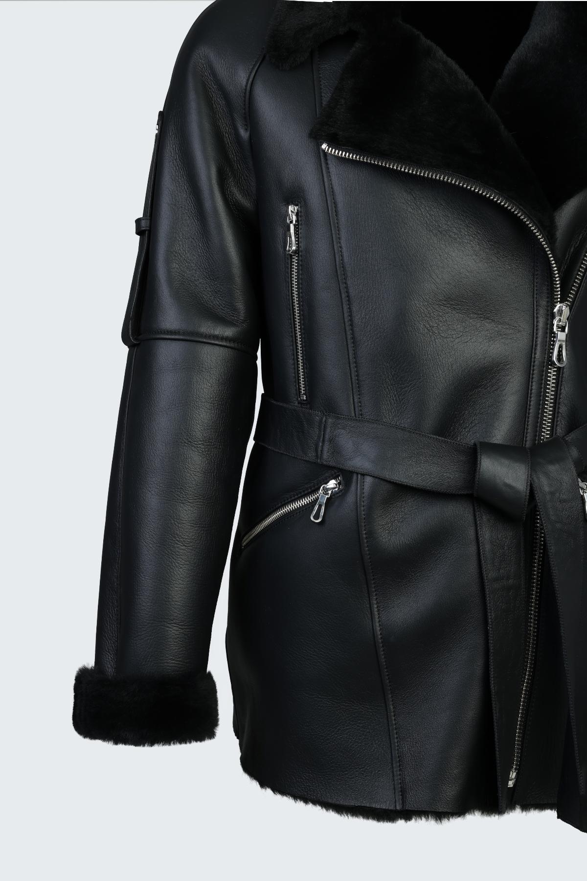 Valmenti Kadın Hakiki Deri Siyah Mont