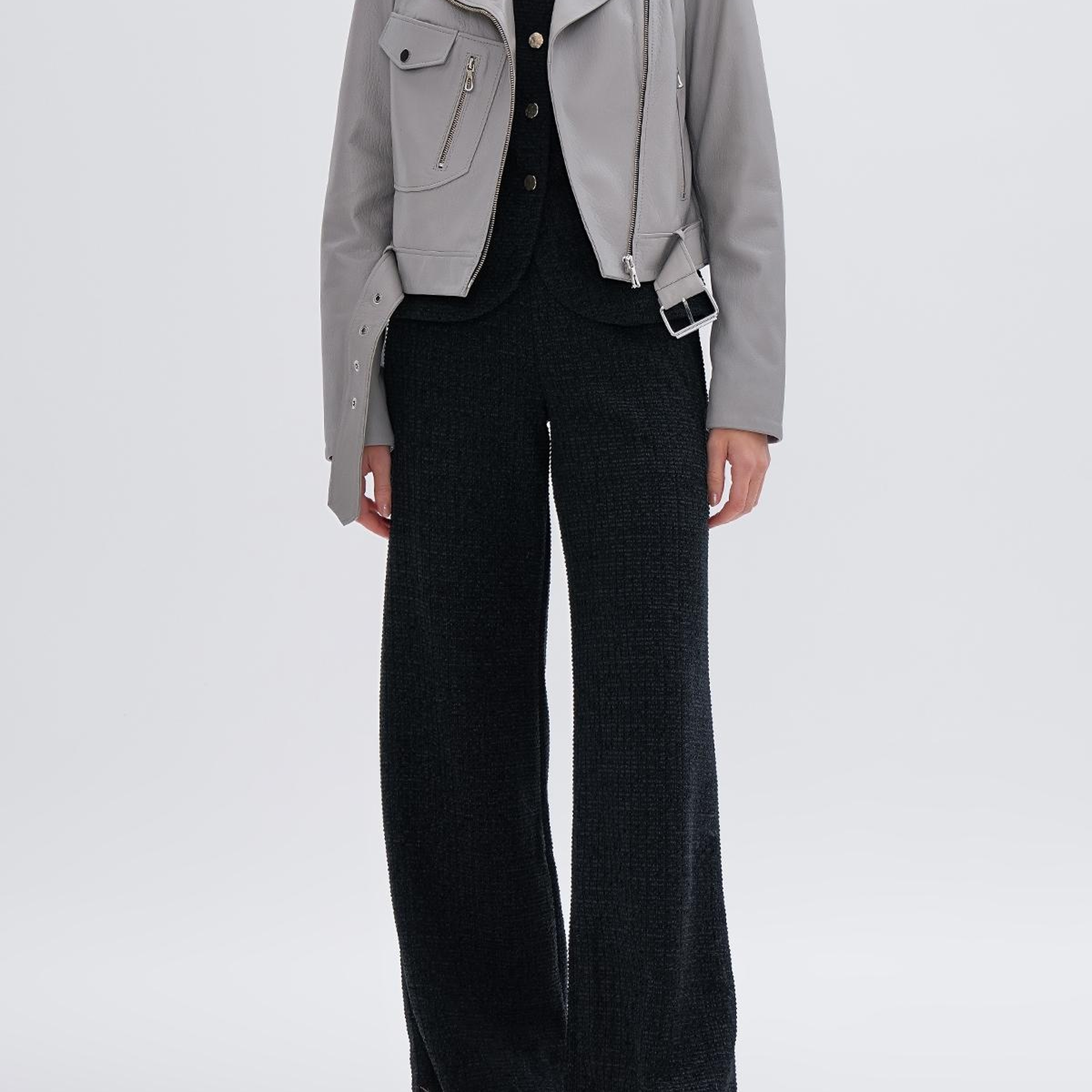 Valmenti Kadın Hakiki Deri Gri Mont