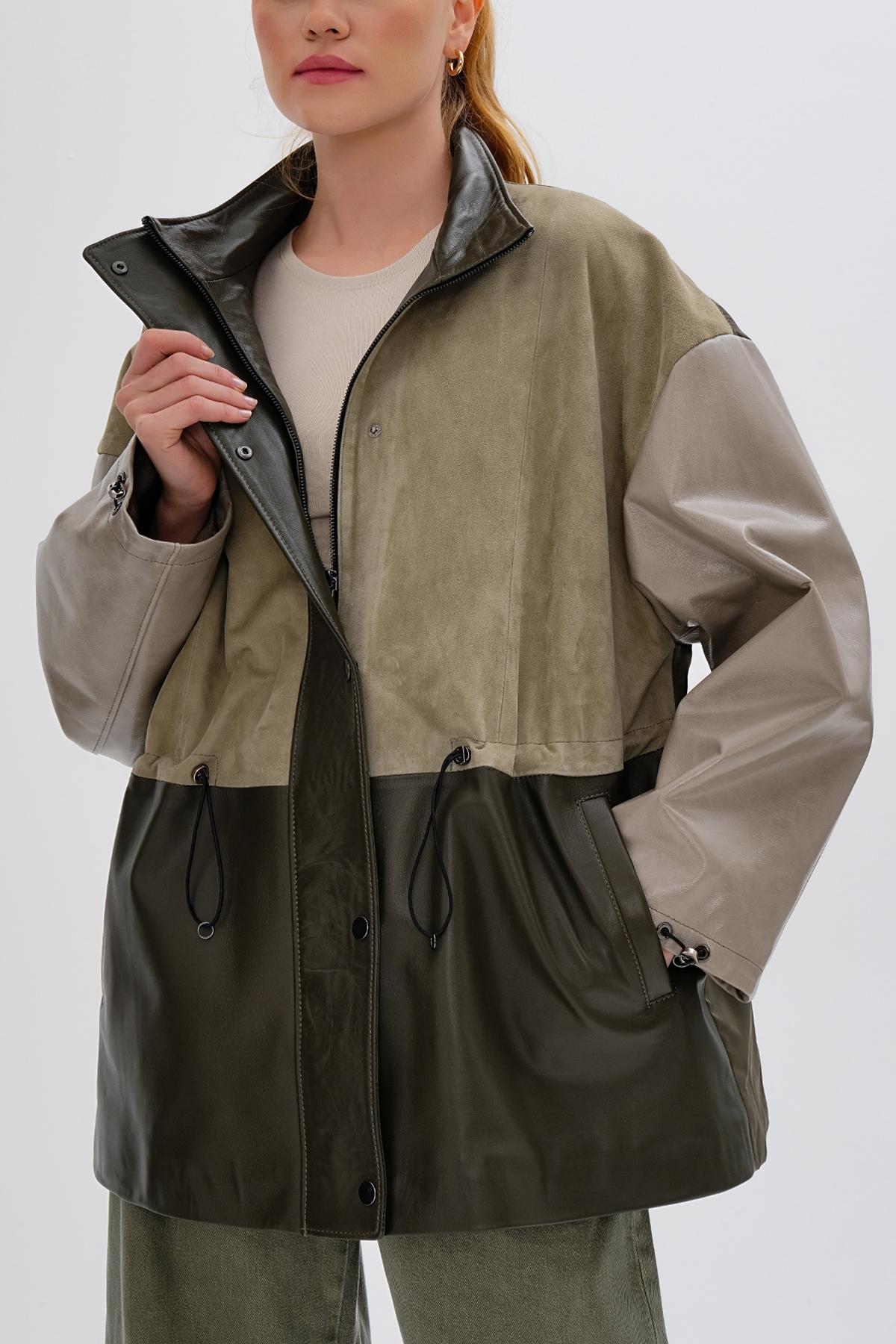 Valmenti Kadın Hakiki Deri Yeşil Mont