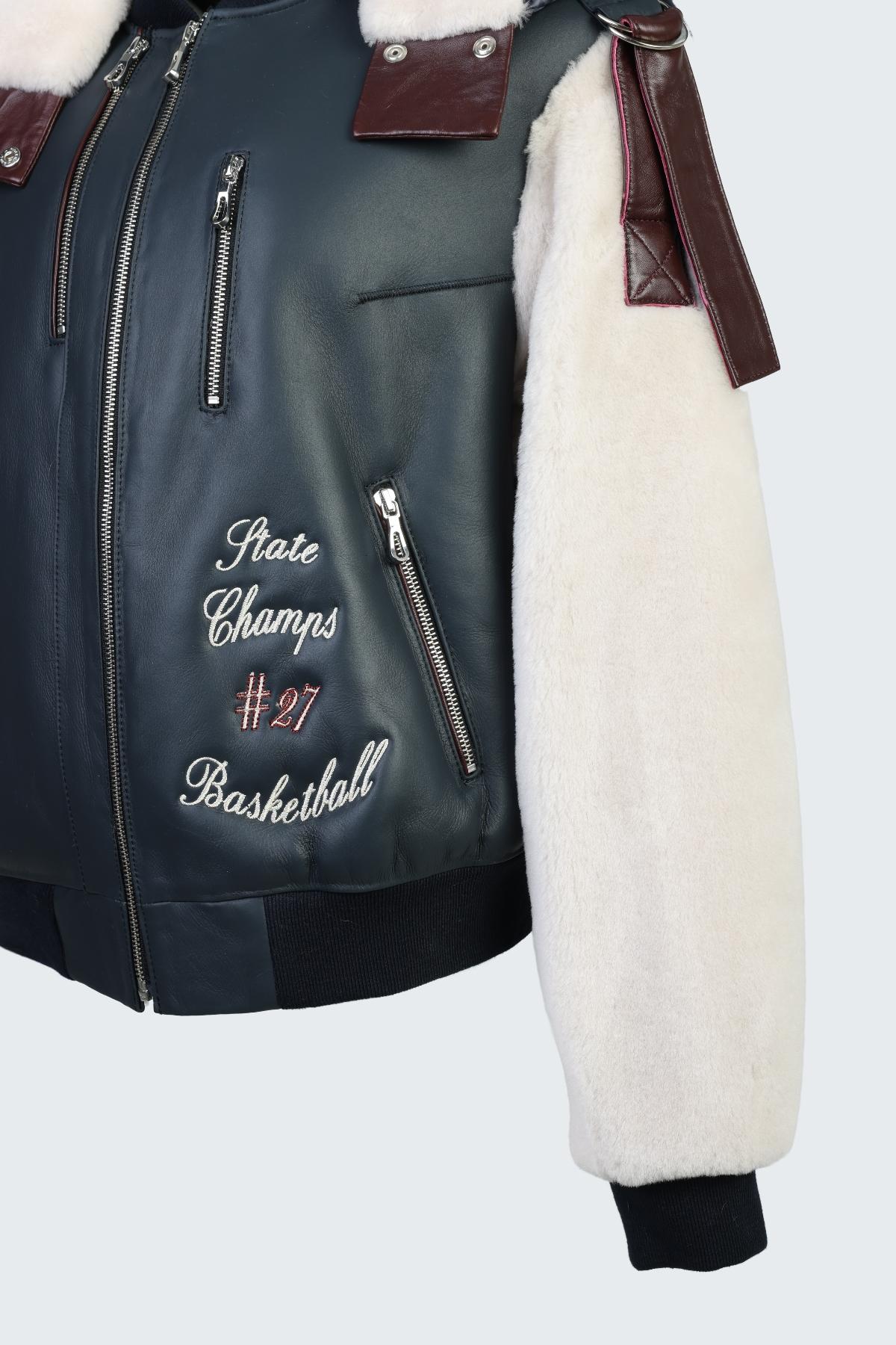 Valmenti Kadın DERI/KURK Lacivert Mont