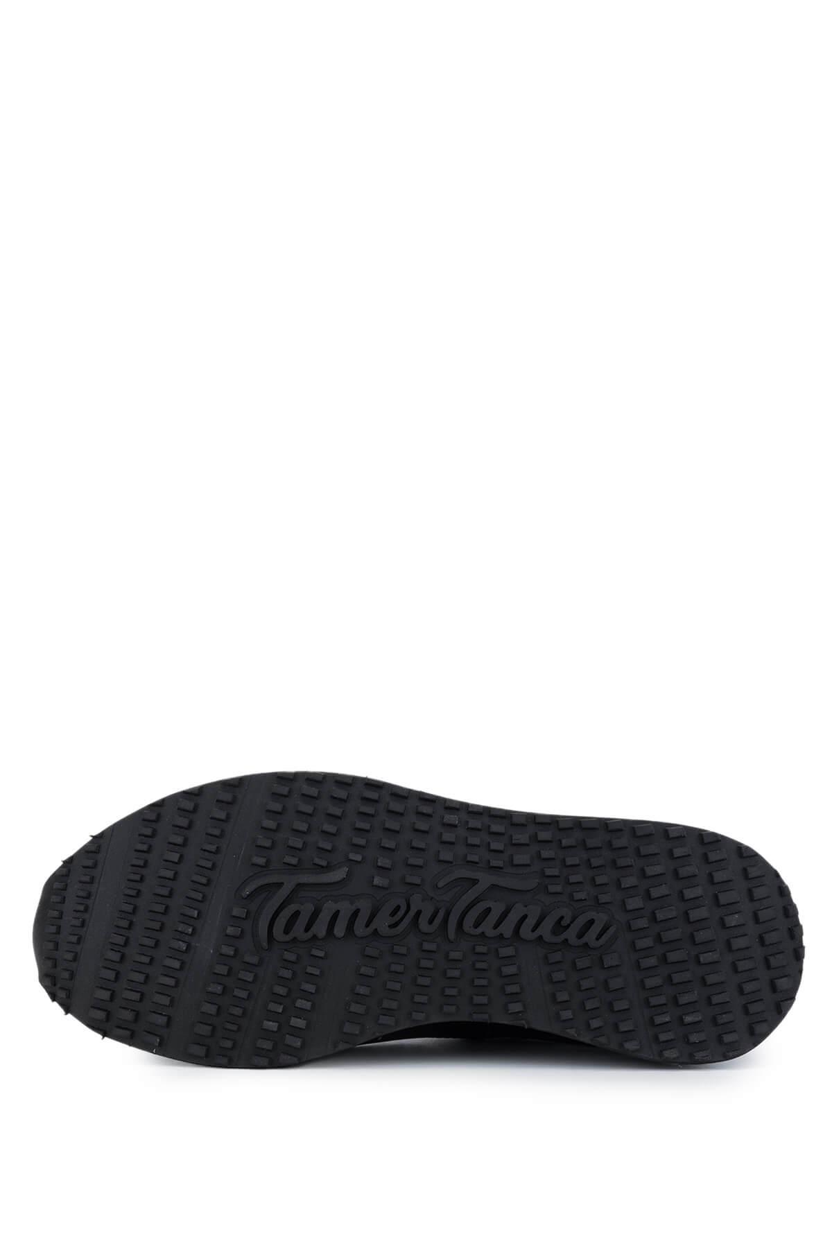 Tamer Tanca Erkek Hakiki Deri Siyah Kroko Sneakers & Spor Ayakkabı