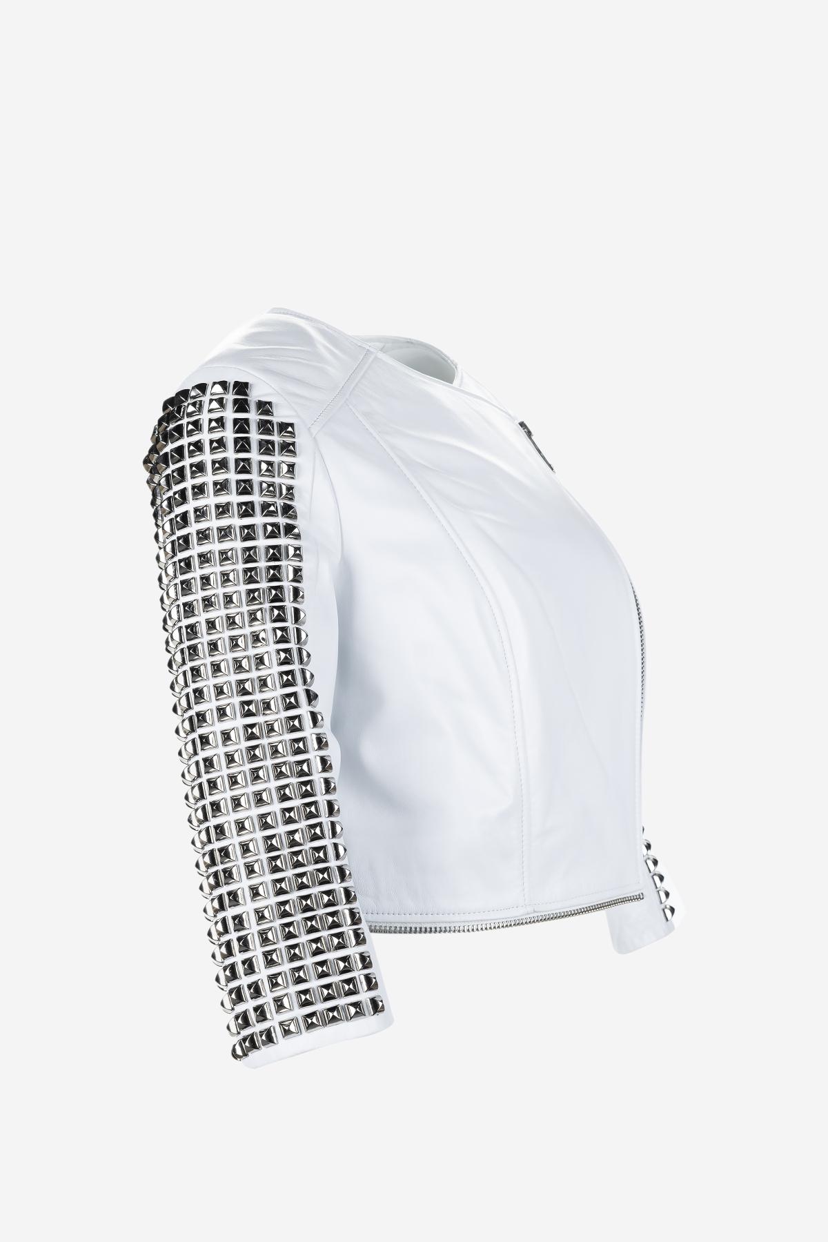 Valmenti Kadın Hakiki Deri Beyaz Mont