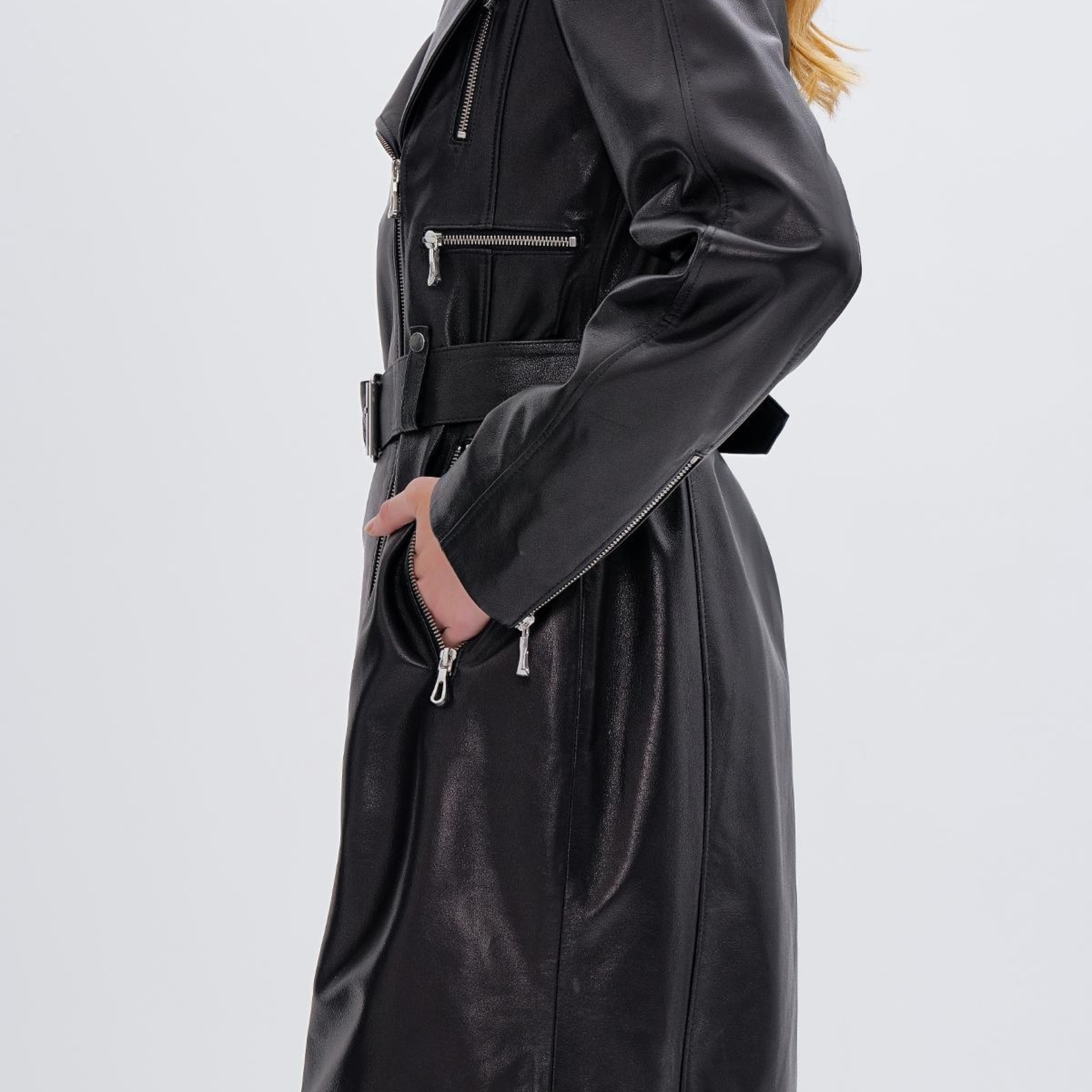 Valmenti Kadın Hakiki Deri Siyah Deri Mont