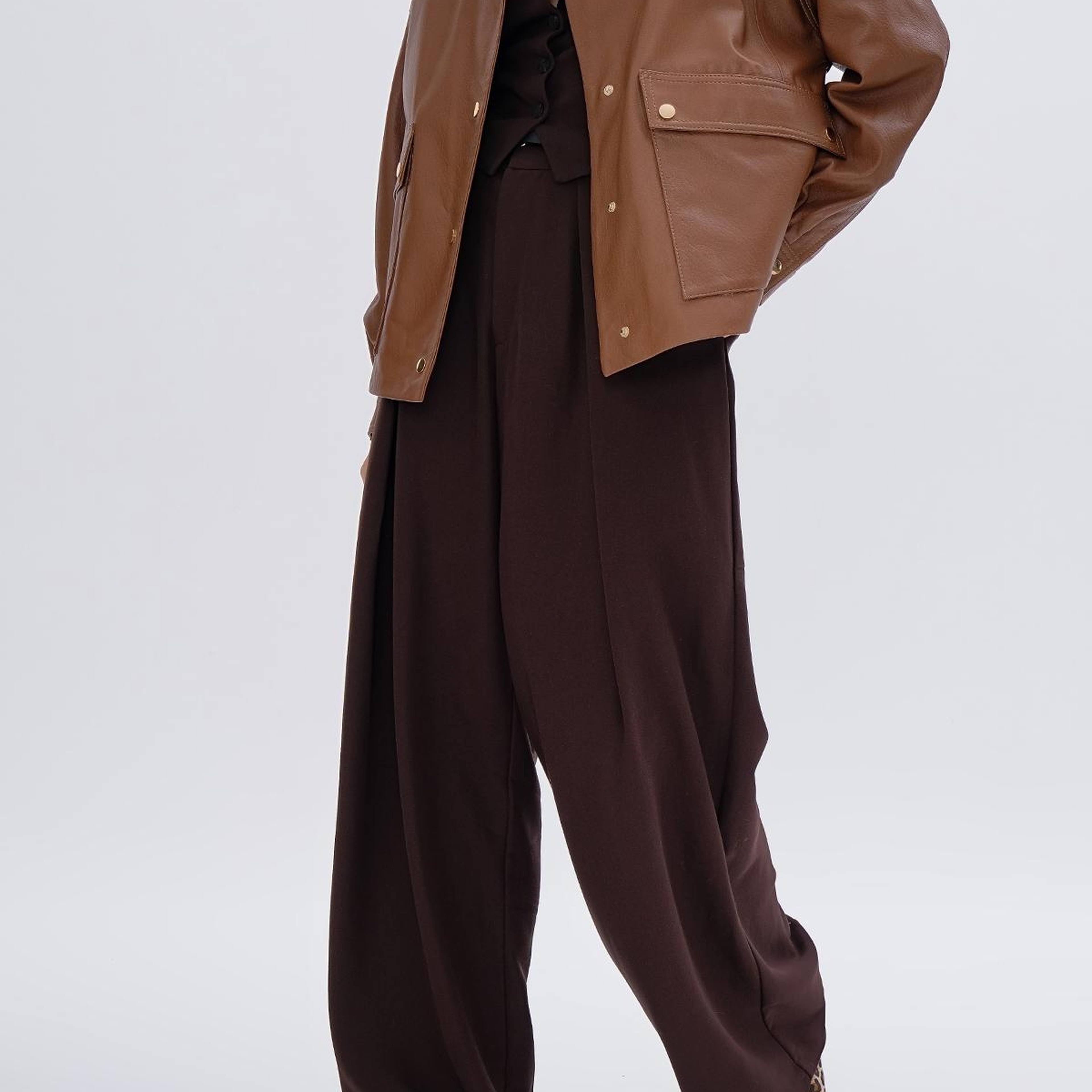 Valmenti Kadın Hakiki Deri Taba Mont