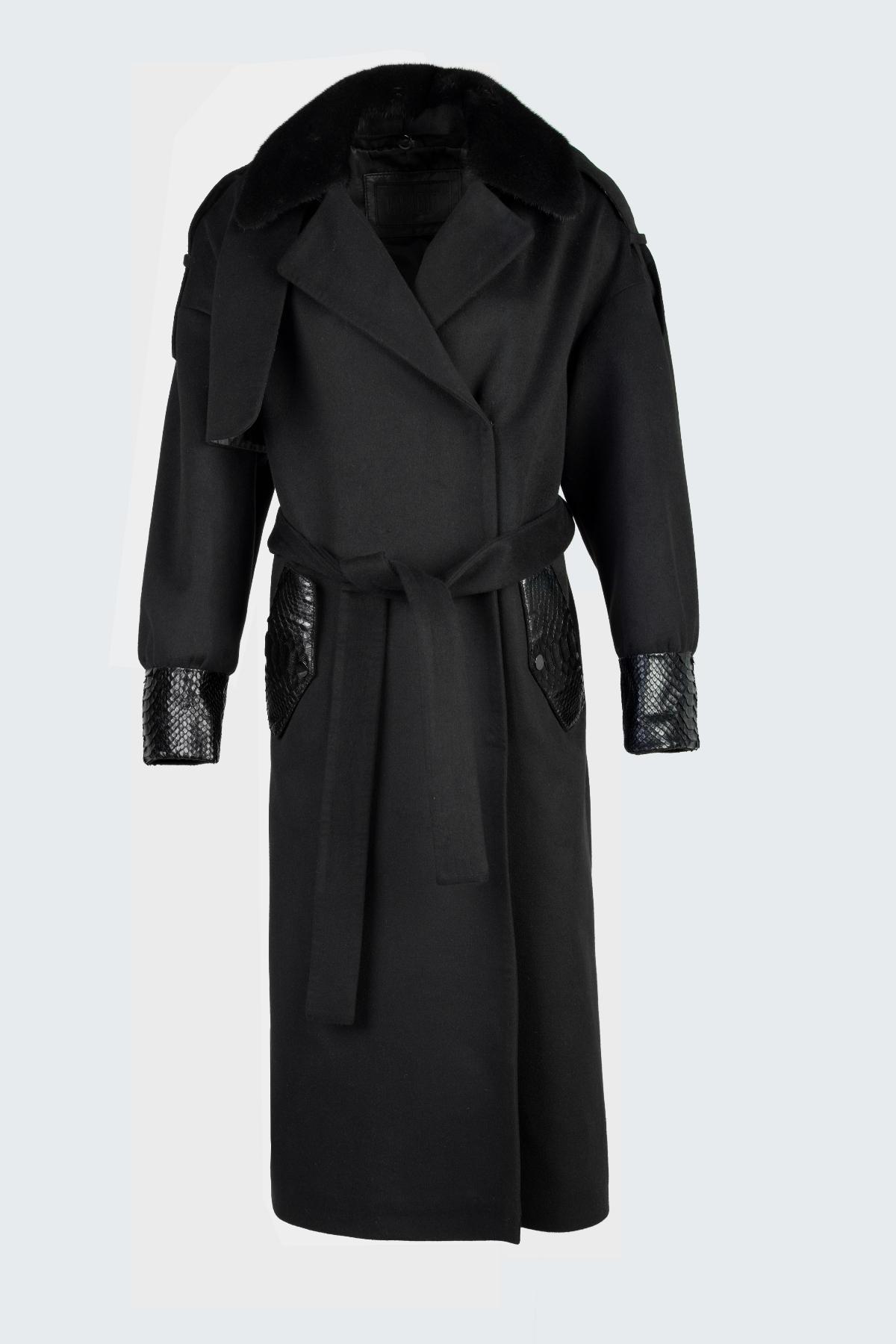 Valmenti Kadın Kumaş/Piton/Kürk Siyah Mont