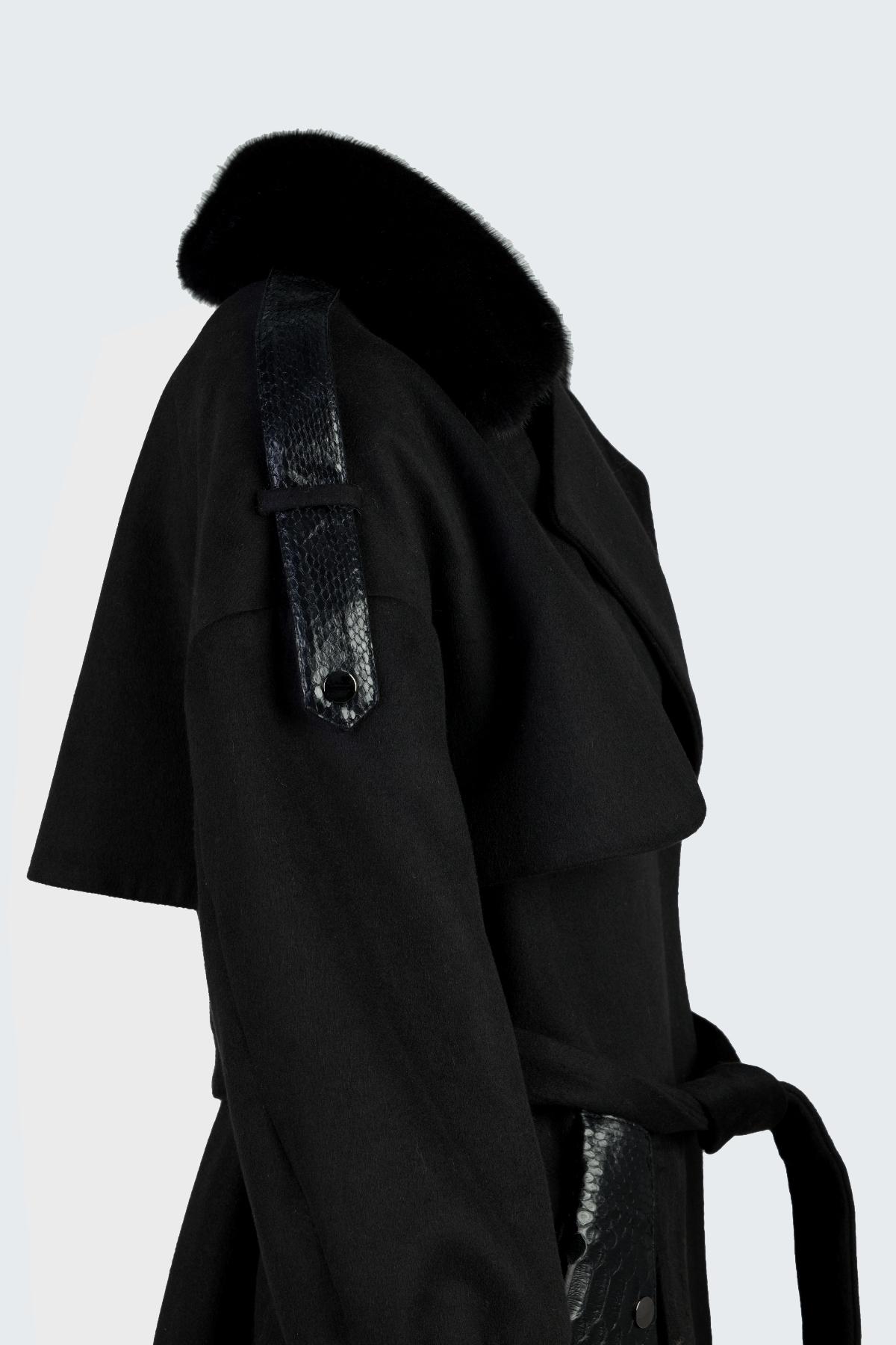 Valmenti Kadın Kumaş/Piton/Kürk Siyah Mont