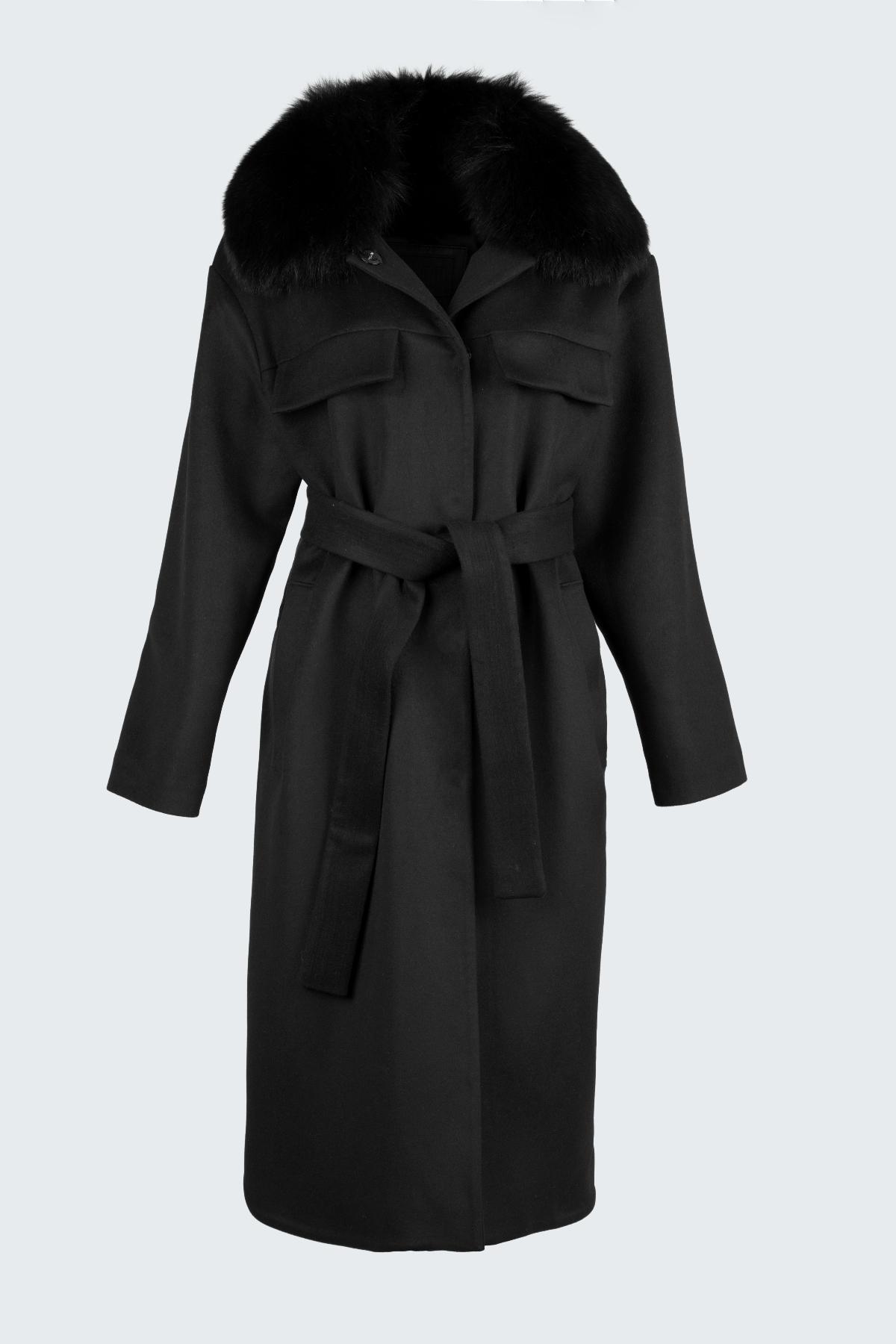 Valmenti Kadın Kürk/Deri/Kumaş Siyah Mont