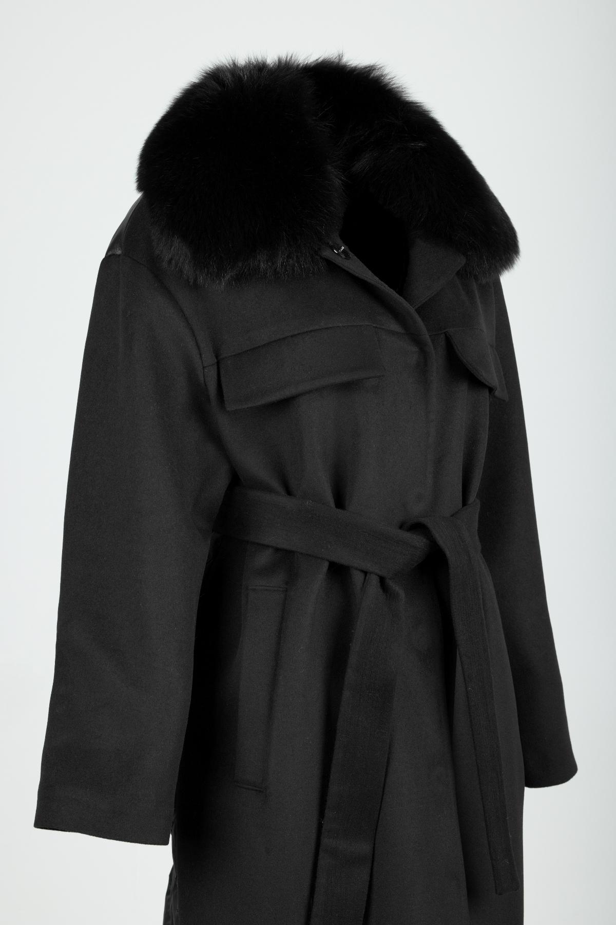 Valmenti Kadın Kürk/Deri/Kumaş Siyah Mont