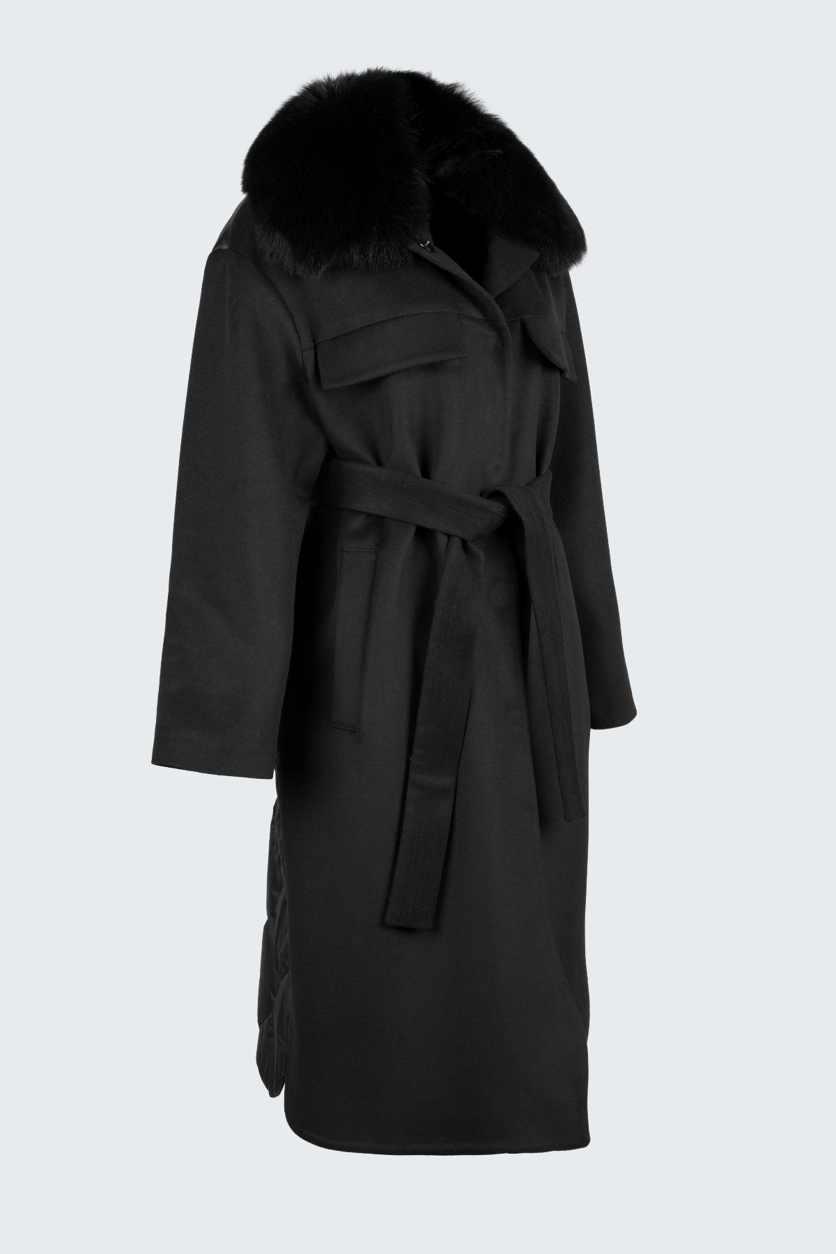 Valmenti Kadın Kürk/Deri/Kumaş Siyah Mont