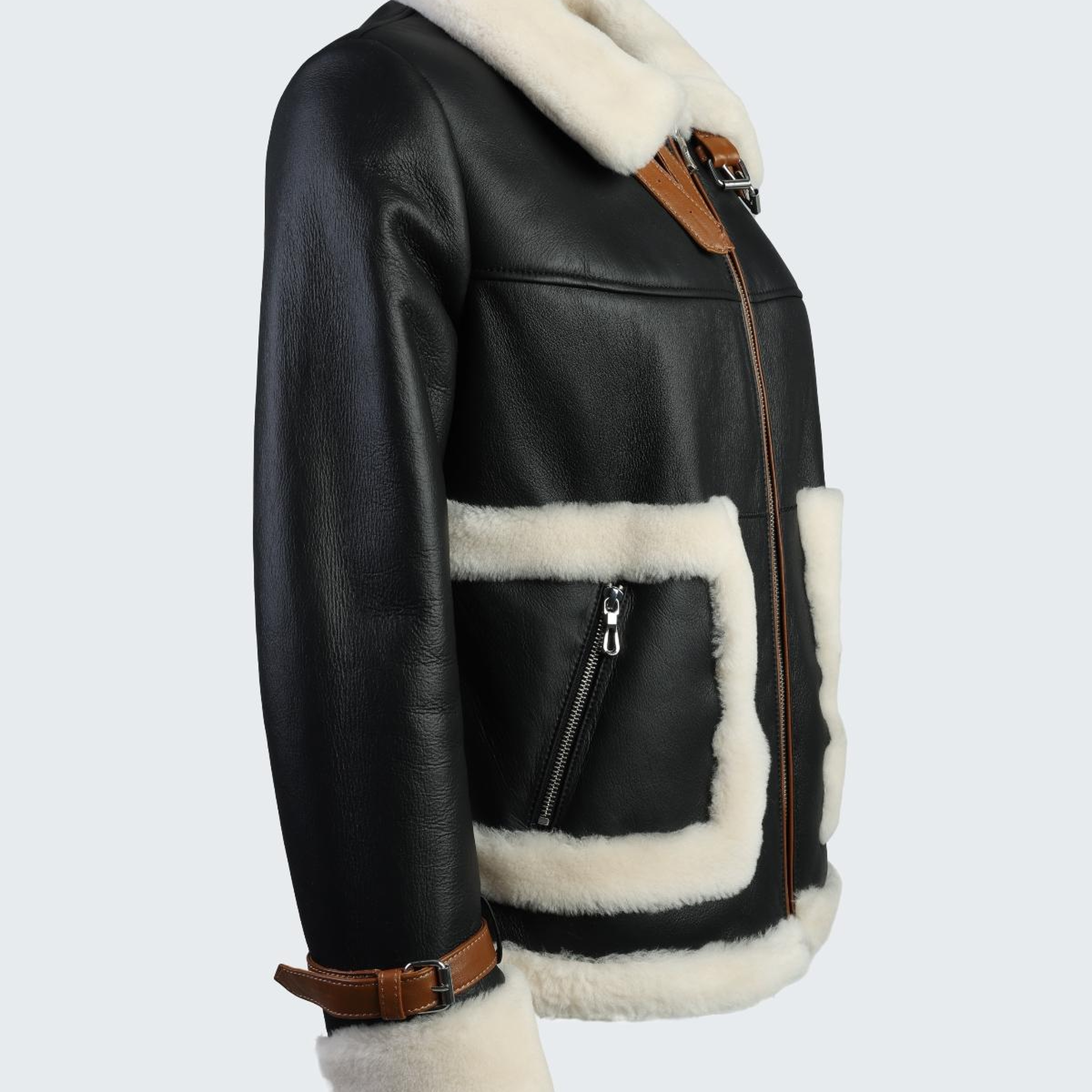 Valmenti Kadın Hakiki Deri Siyah Mont