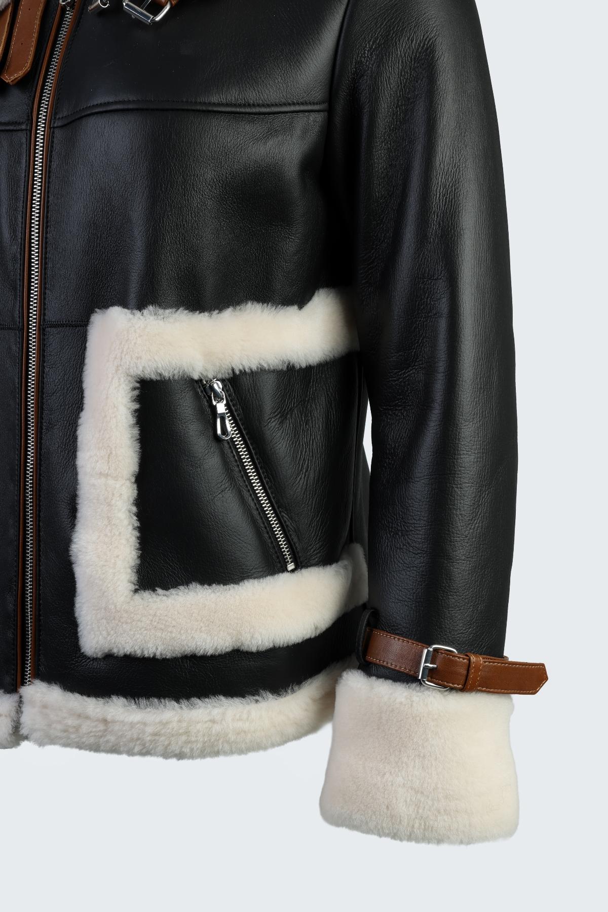 Valmenti Kadın Hakiki Deri Siyah Mont