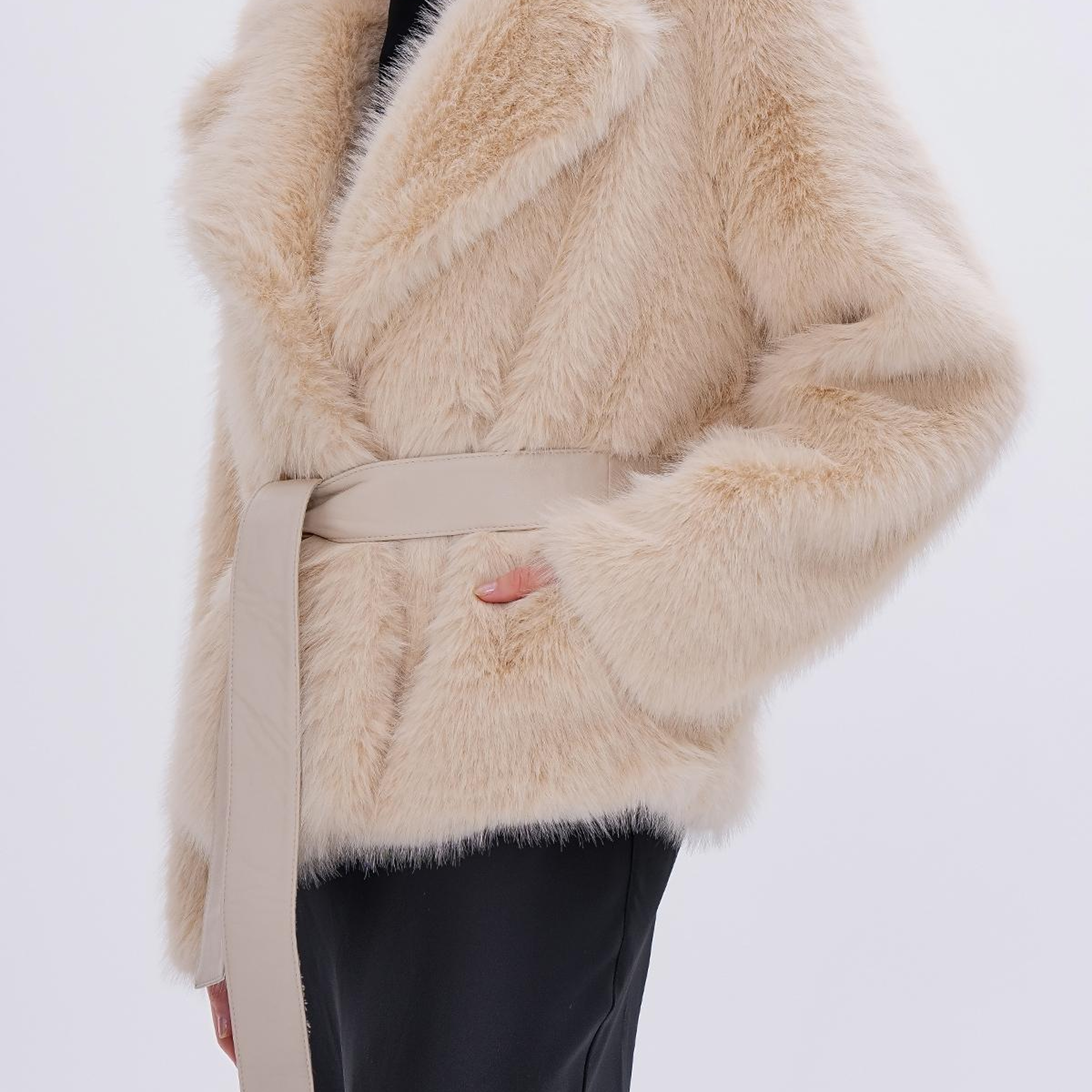 Valmenti Kadın Tekstil Bej KURK Deri Mont