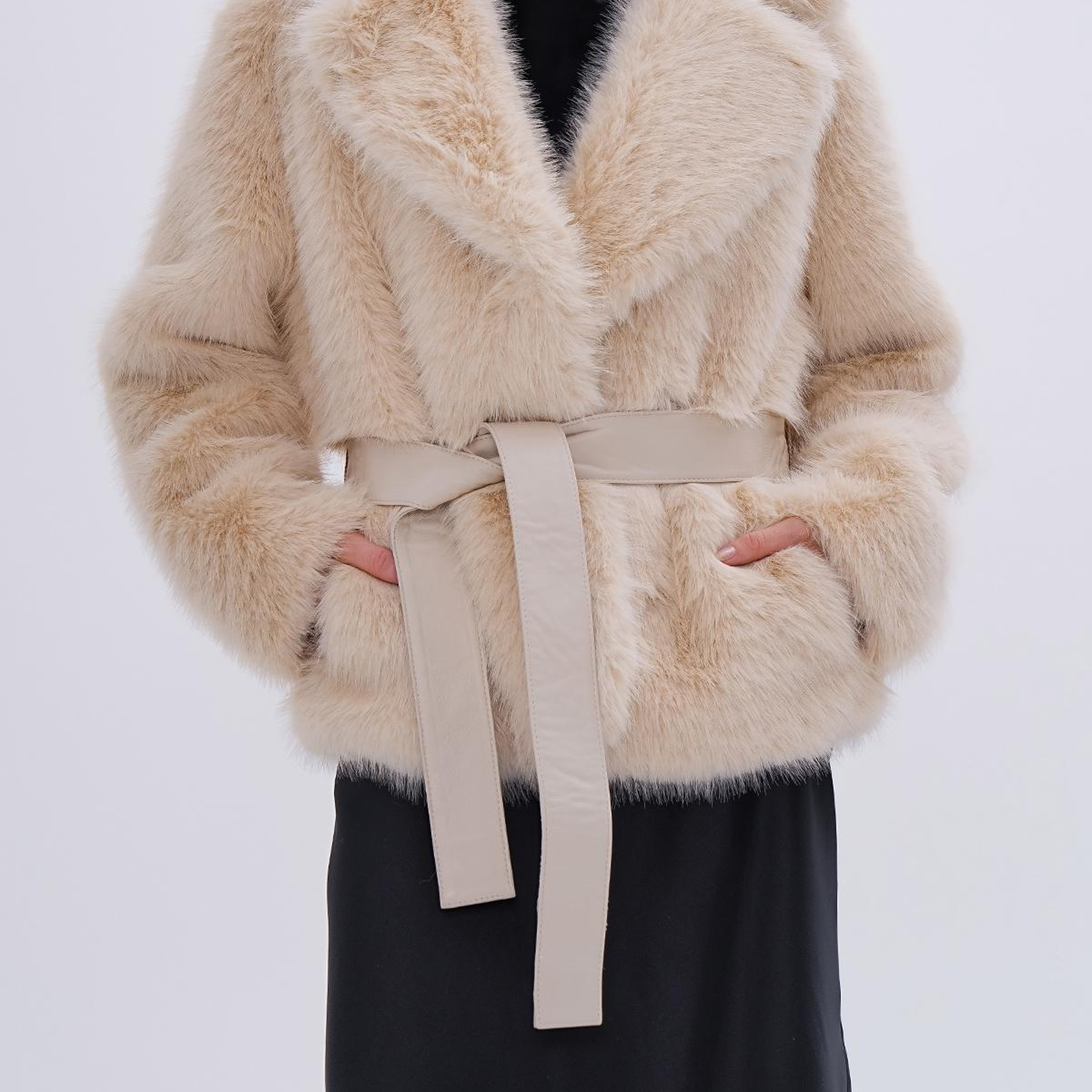 Valmenti Kadın Tekstil Bej KURK Deri Mont