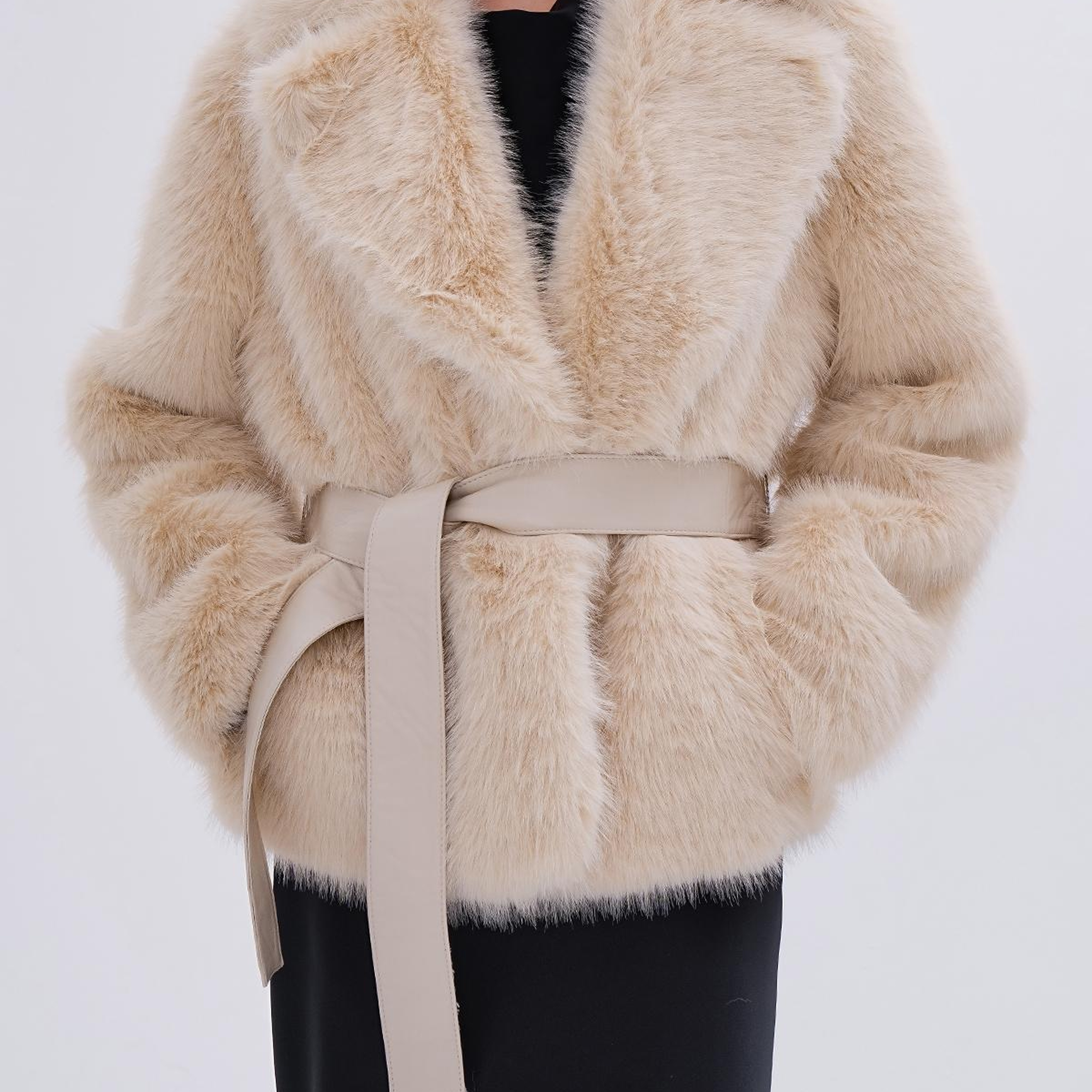 Valmenti Kadın Tekstil Bej KURK Deri Mont