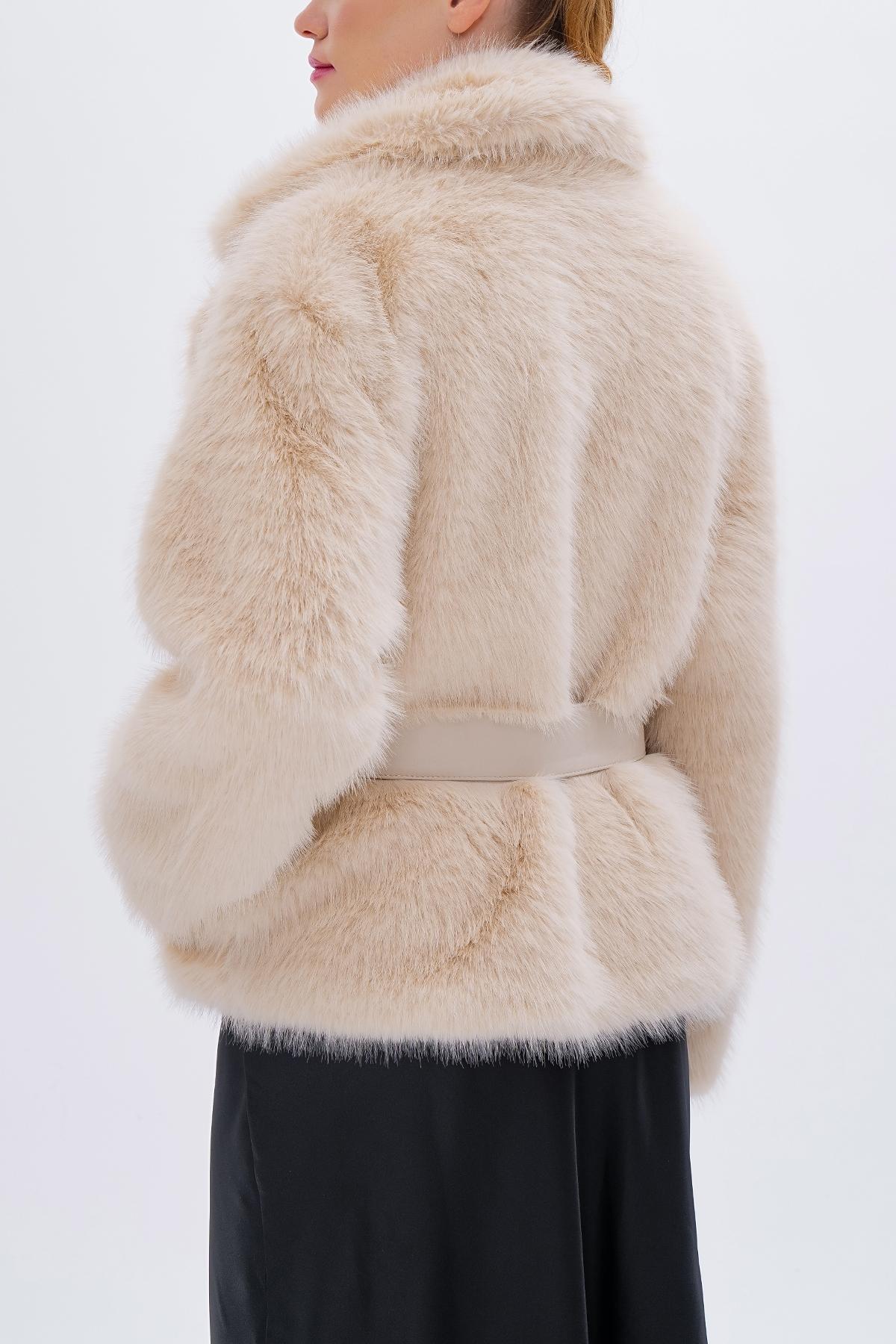 Valmenti Kadın Tekstil Bej KURK Deri Mont