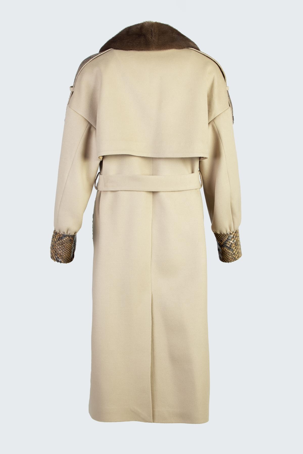 Valmenti Kadın Kumaş/Piton/Kürk Bej Mont