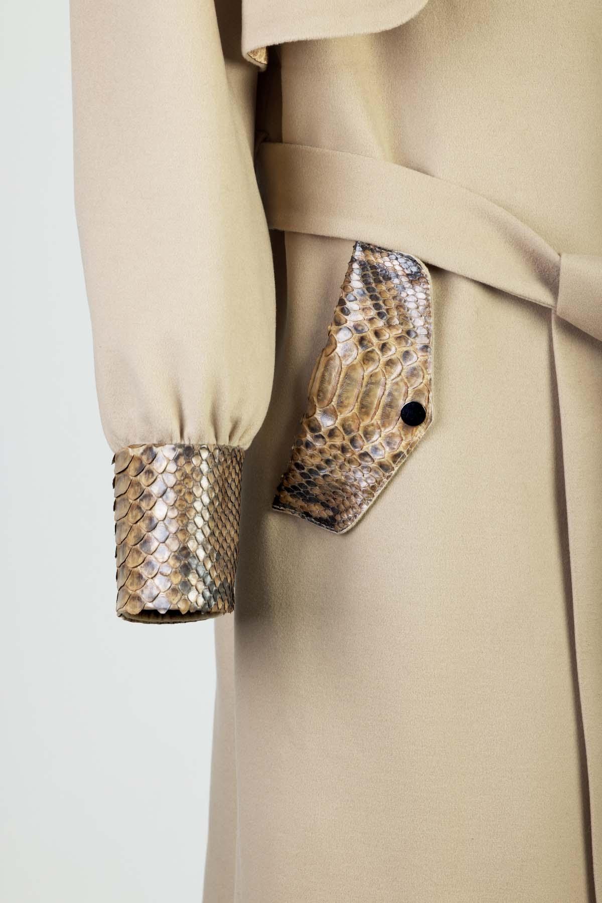 Valmenti Kadın Kumaş/Piton/Kürk Bej Mont