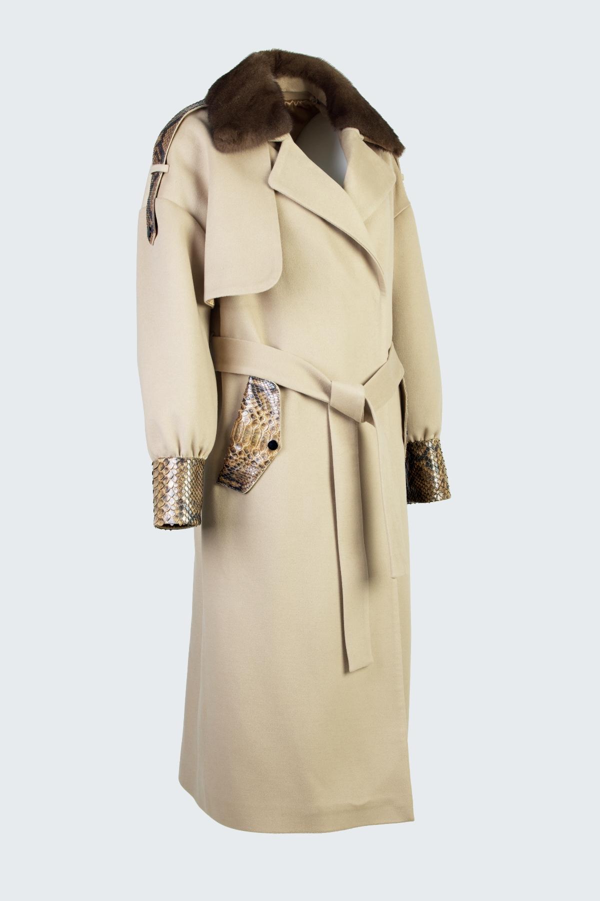 Valmenti Kadın Kumaş/Piton/Kürk Bej Mont