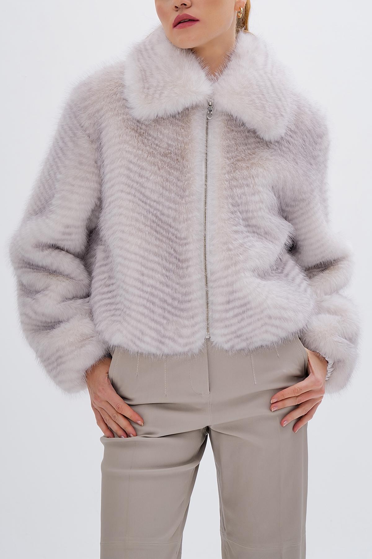 Valmenti Kadın Tekstil Beyaz KURK Deri Mont